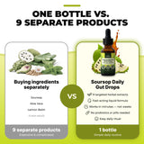 Serene Herbs Soursop daily Reset Drops 2 fl oz bottle with tropical fruits