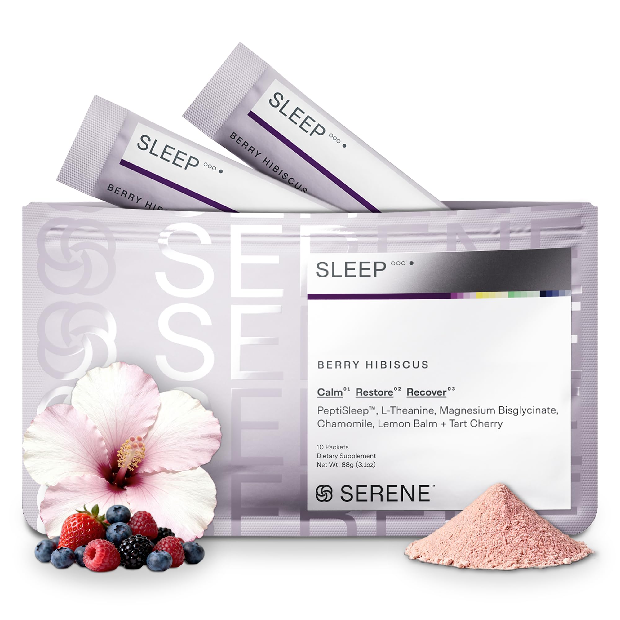 Serene Sleep Magnesium Glycinate Drink Powder front view packaging