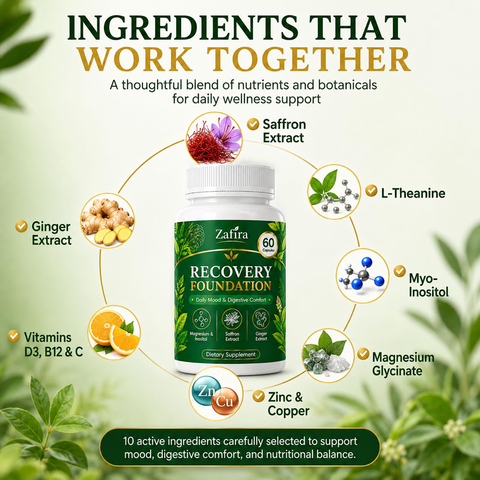Sereniva Saffron Supplements bottle side view