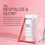 Serovital Glow Sticks powder in a glass of water