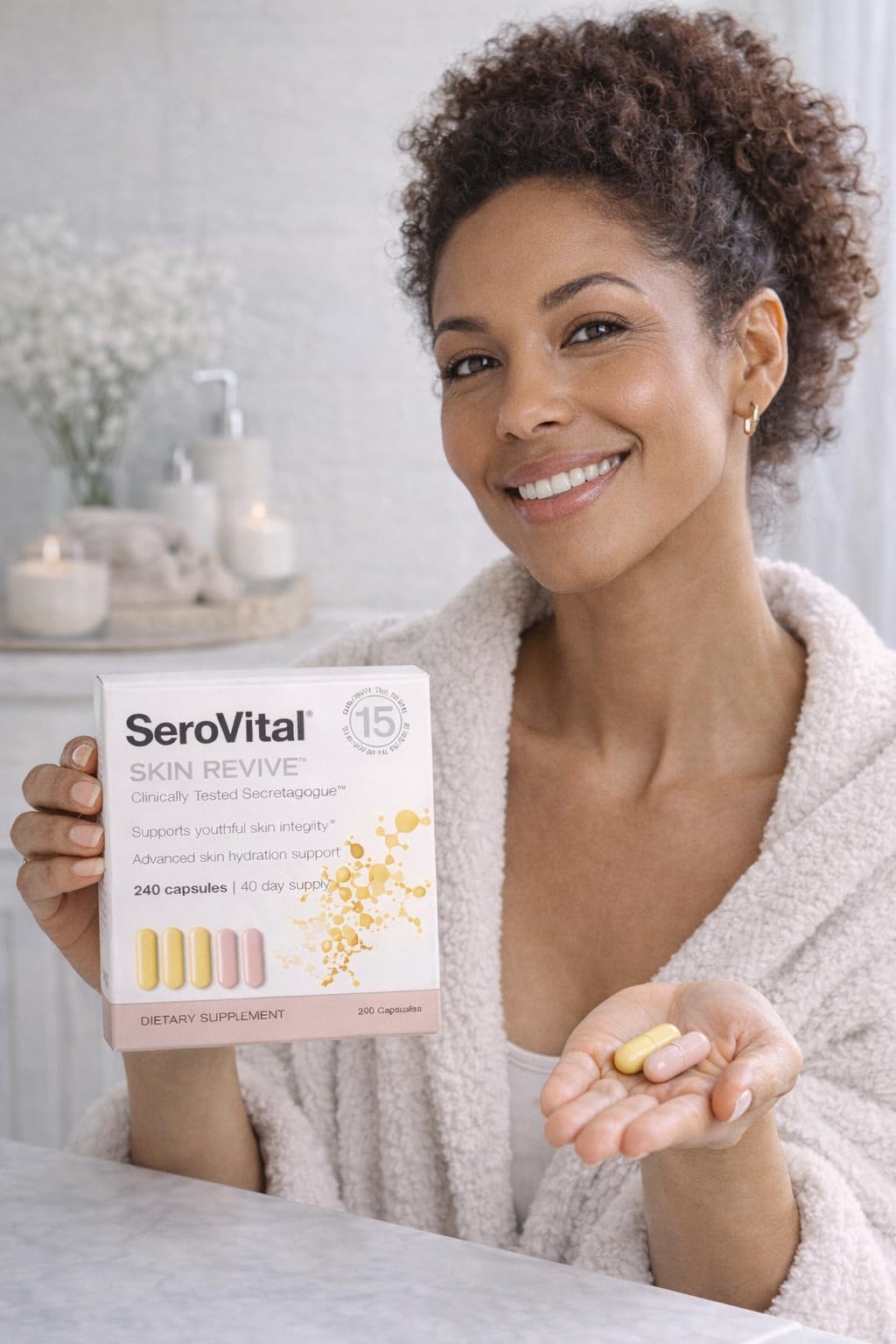 Serovital Supplement displayed with other health products