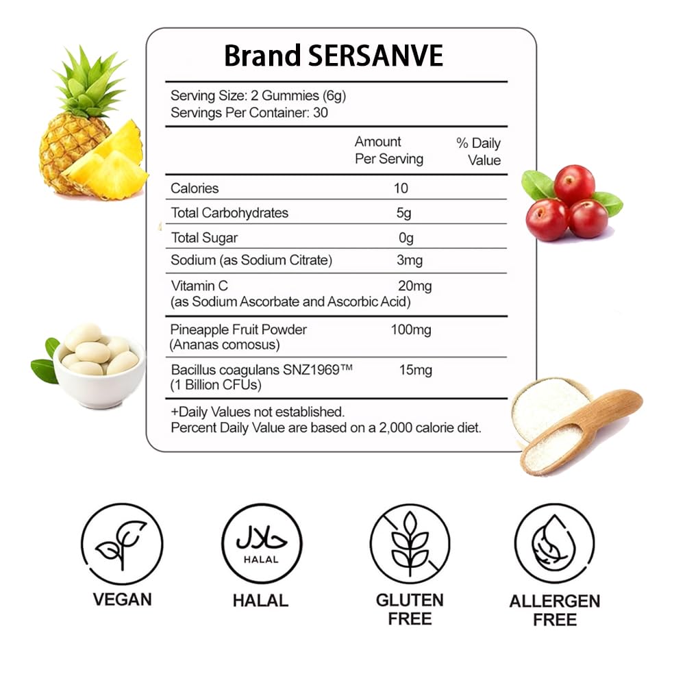 SERSANVE Feminine Balance Gummies packaging with Hawaiian pineapple flavour