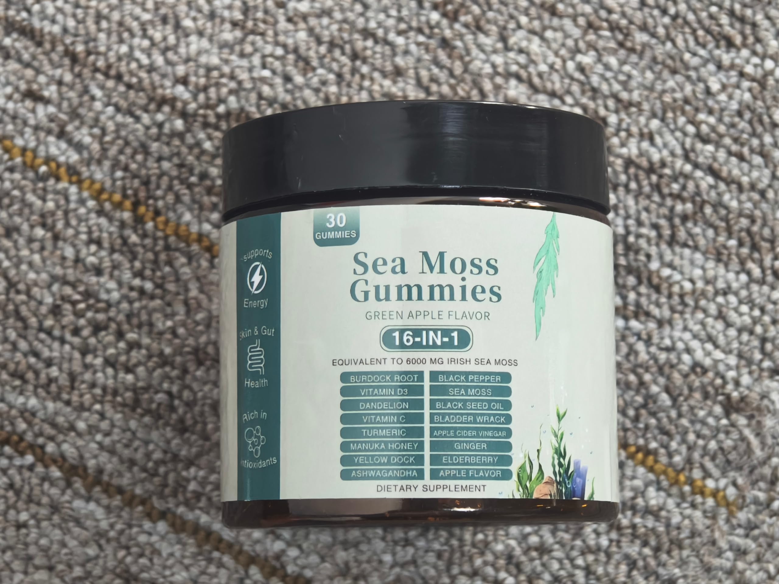 SERSANVE Sea Moss Gummy Vitamins back view of the bottle