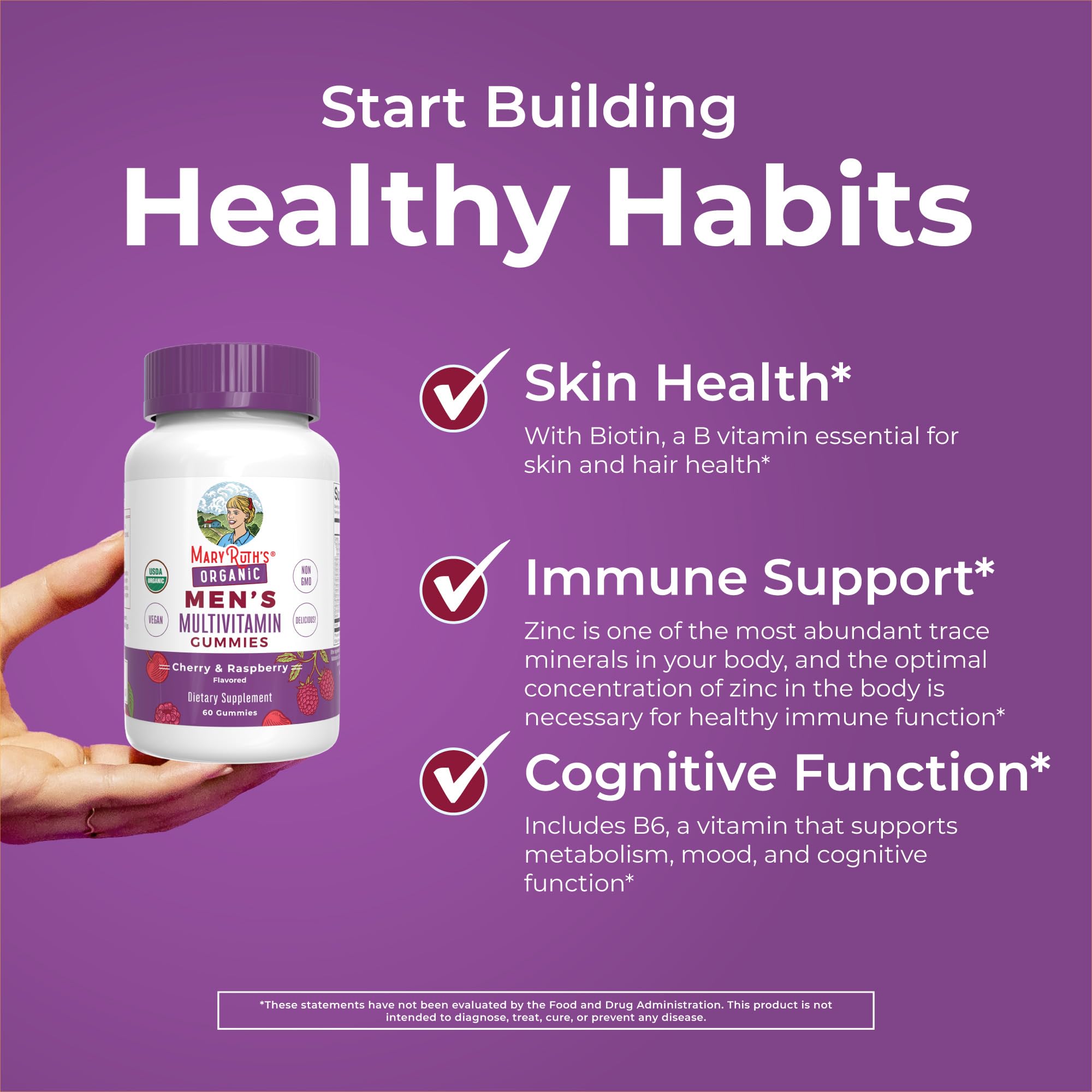 Serving suggestion for MARYRUTH'S Organic Men's Multivitamin Gummies