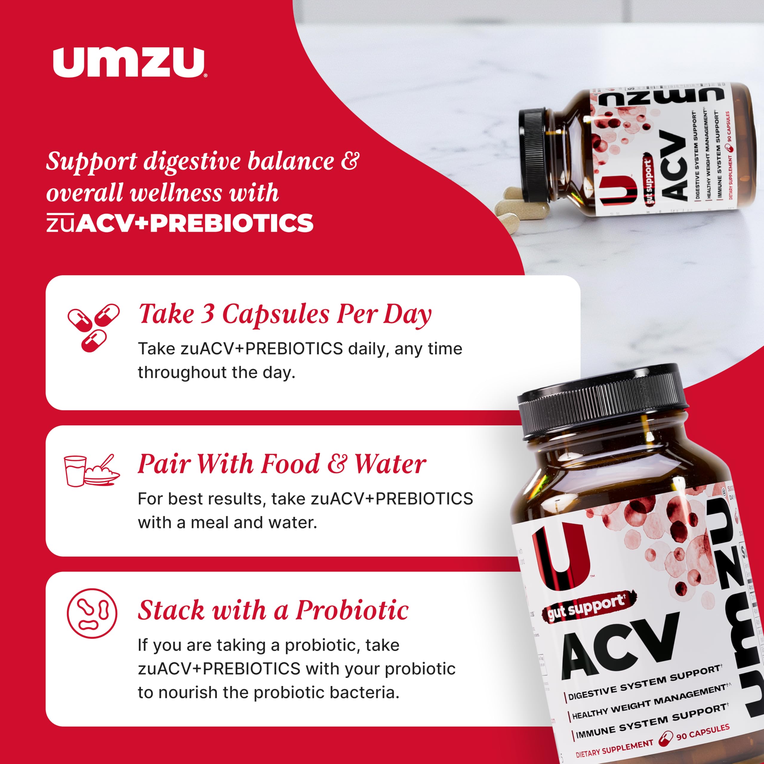 Serving suggestion for UMZU Prebiotic Apple Cider Vinegar Capsules