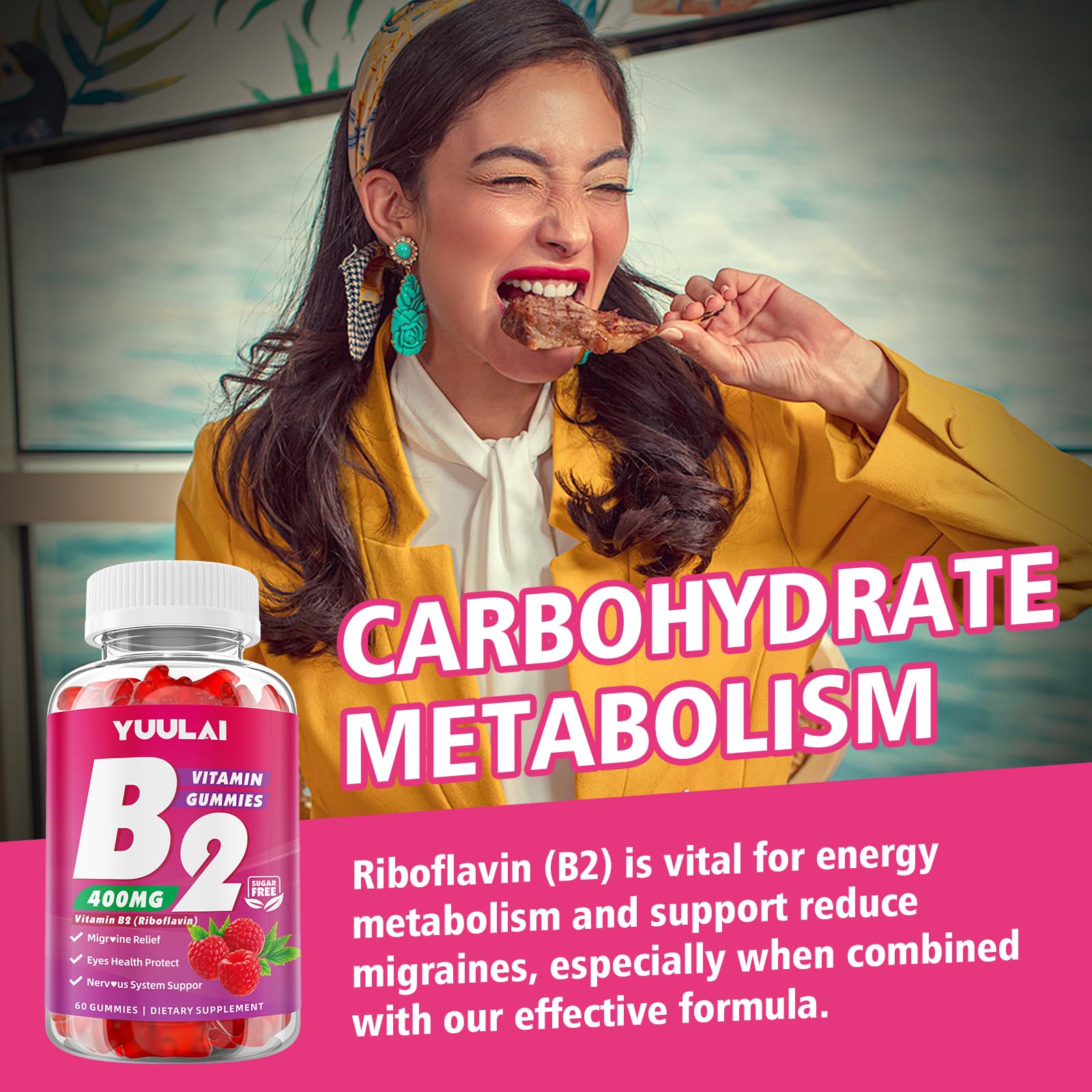 Serving suggestion for YUULAI Vitamin B2 Gummies