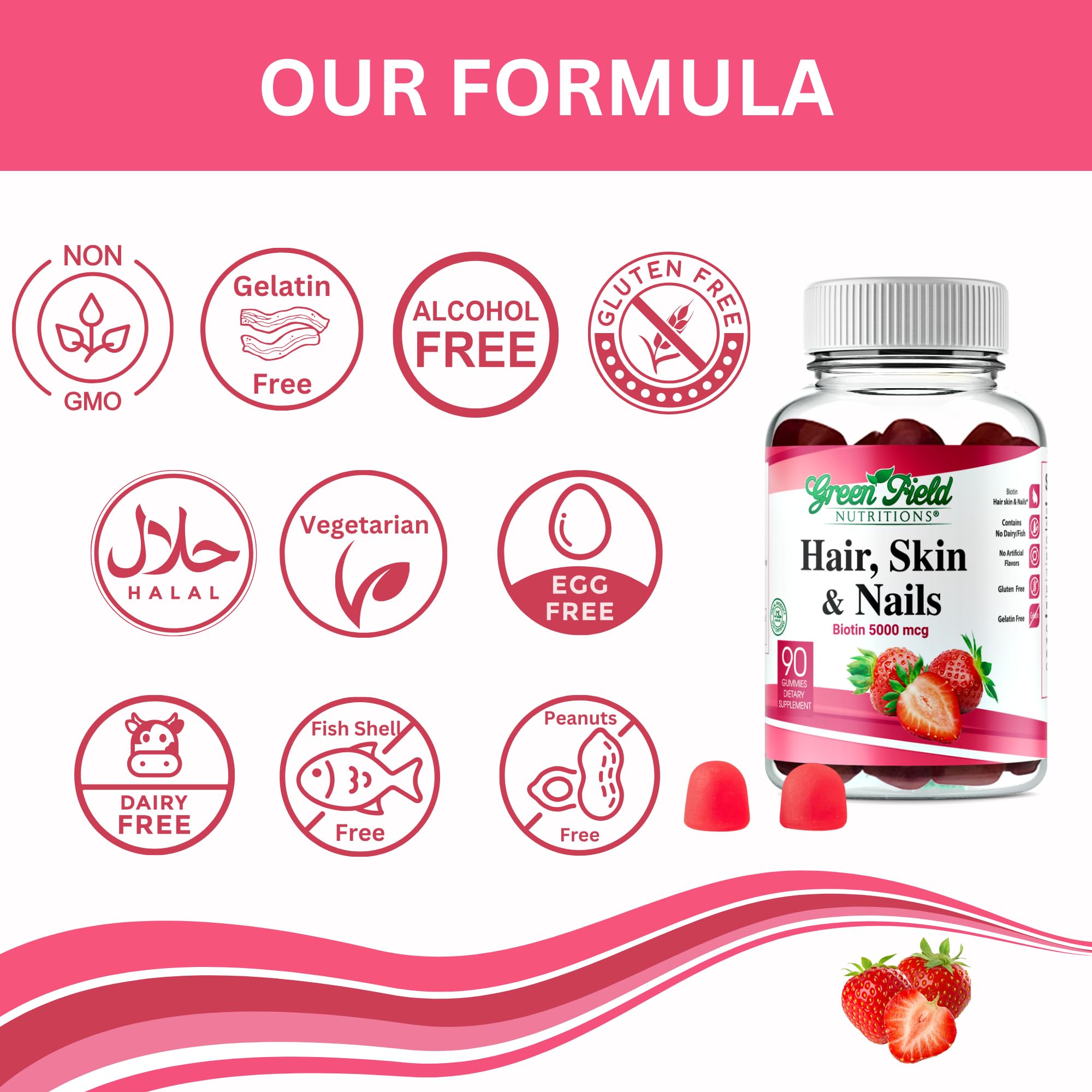 Serving suggestion of GREEN FIELD NUTRITIONS Halal Biotin Gummies