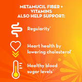 Serving suggestion of Metamucil Fizzy Fiber + a balanced routine in a glass