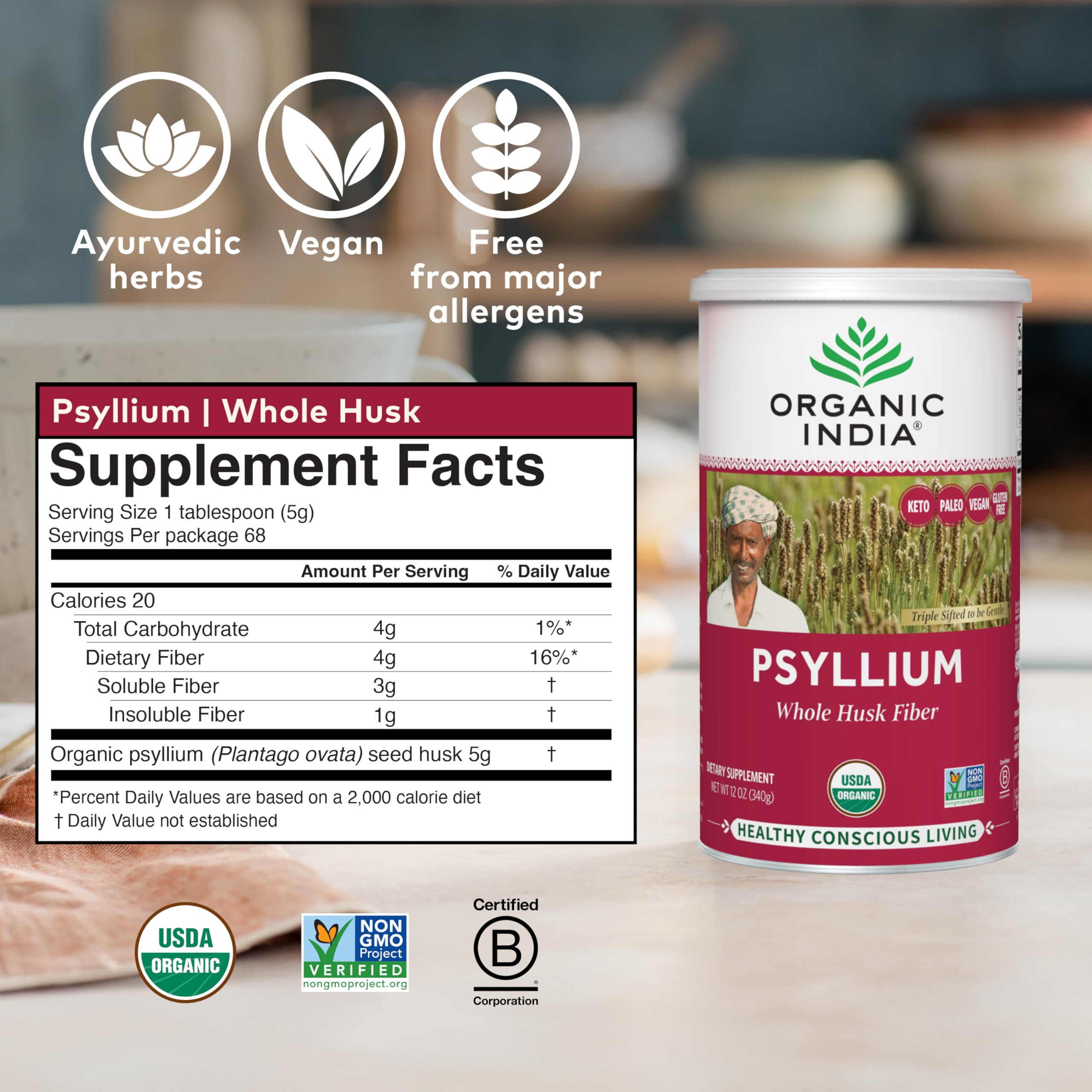 Serving suggestion of ORGANIC INDIA Whole Husk Psyllium