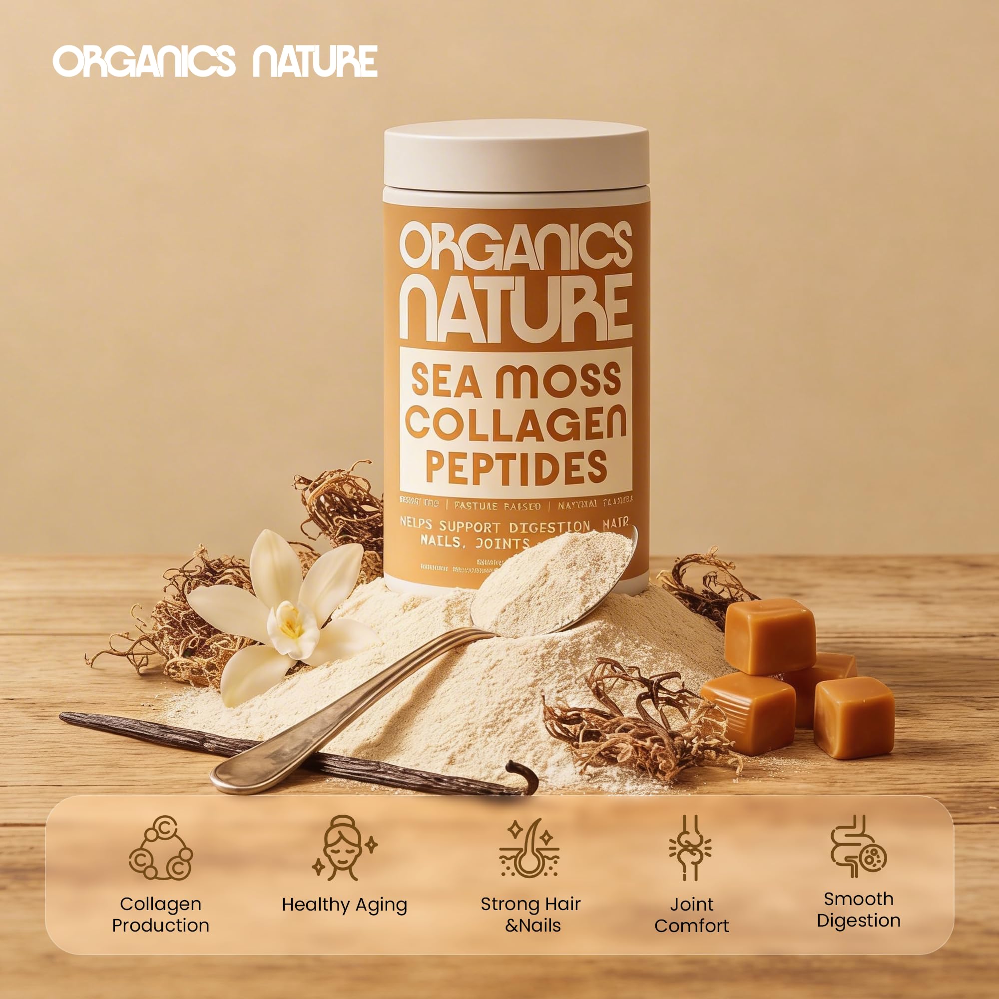 Serving suggestion of ORGANICS NATURE Vanilla Caramel Collagen