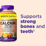 Serving suggestion of two Calcium Gummies on a wooden table