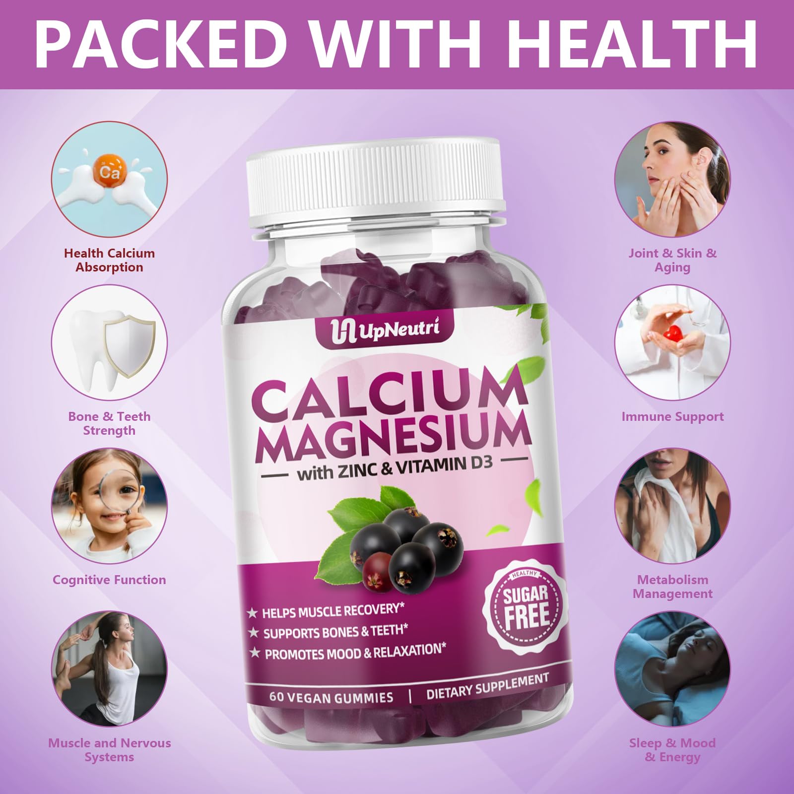 Serving suggestion of UPNEUTRI Calcium Magnesium Zinc Gummies