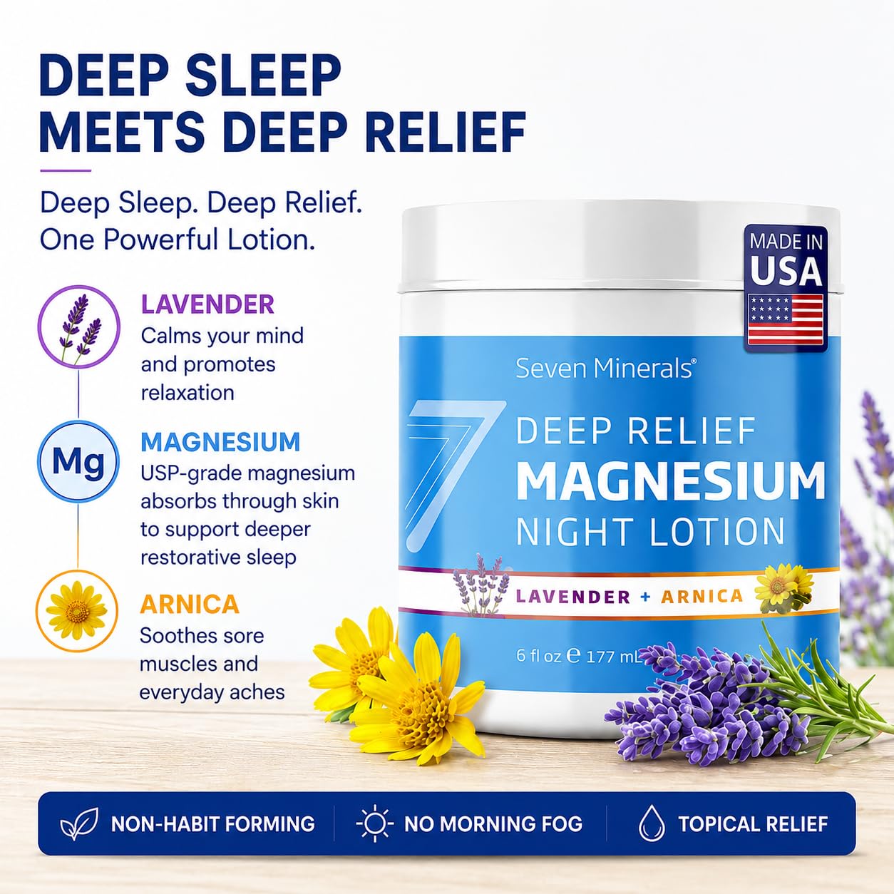 Seven Minerals Deep Relief Magnesium Night Lotion 177mL back view