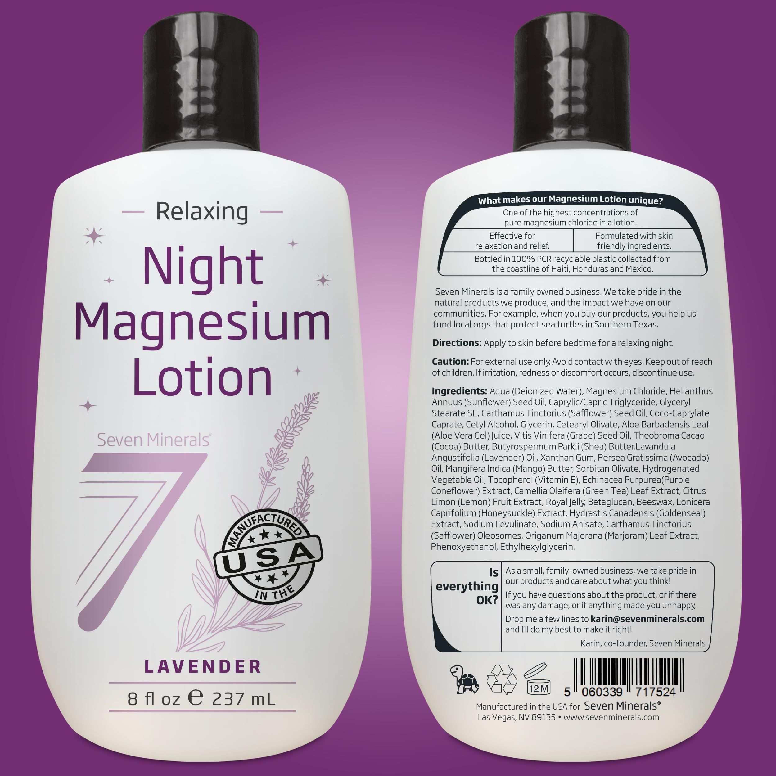 Seven Minerals Lavender Magnesium Lotion application on skin