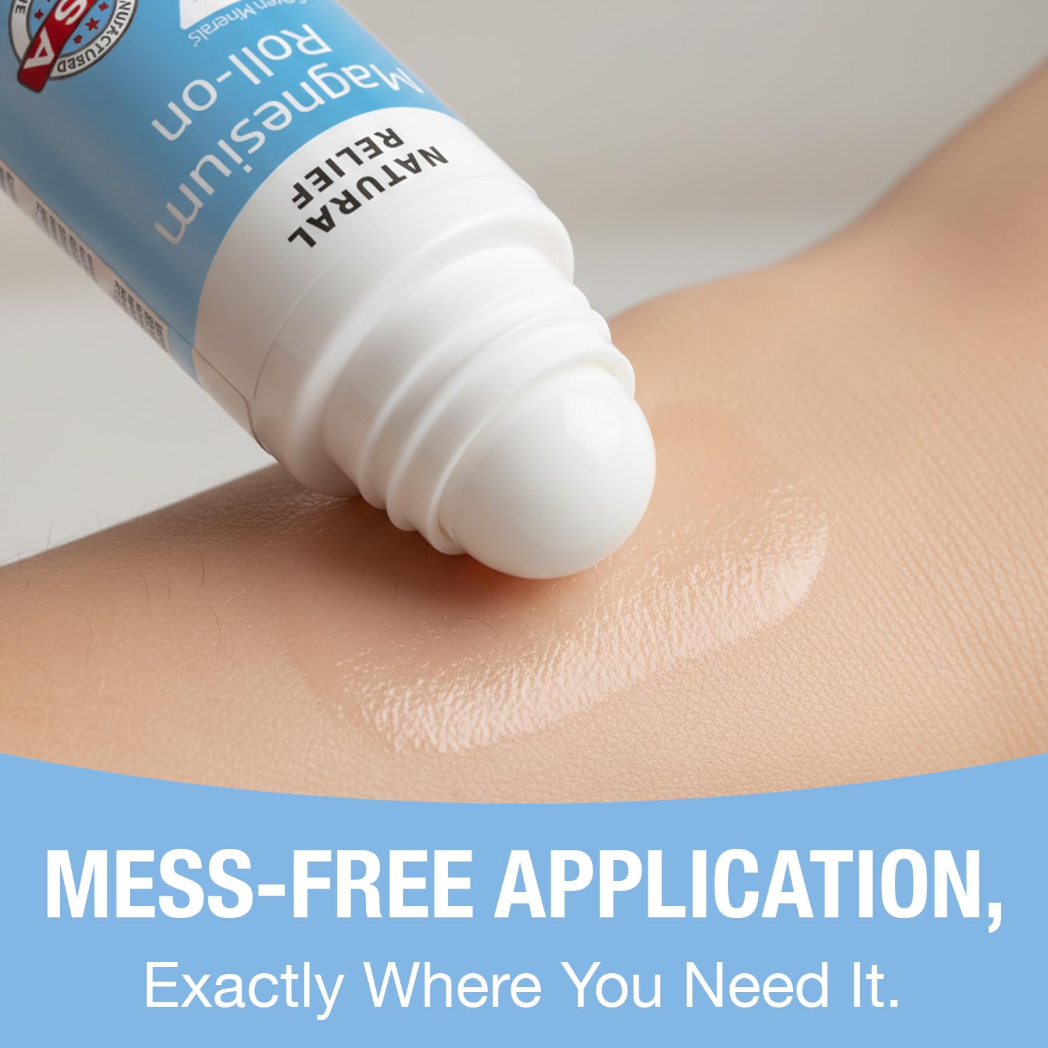 Seven Minerals Magnesium Roll-On Unscented application on skin