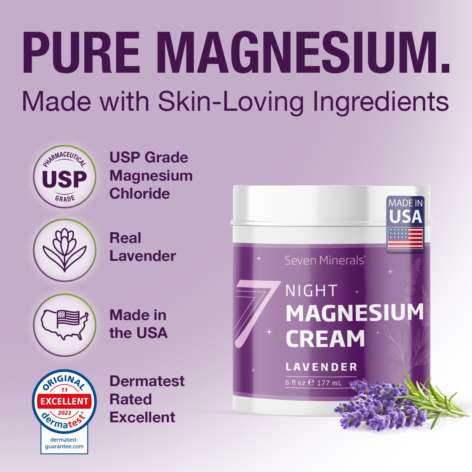 Seven Minerals Night Magnesium Cream Lavender packaging