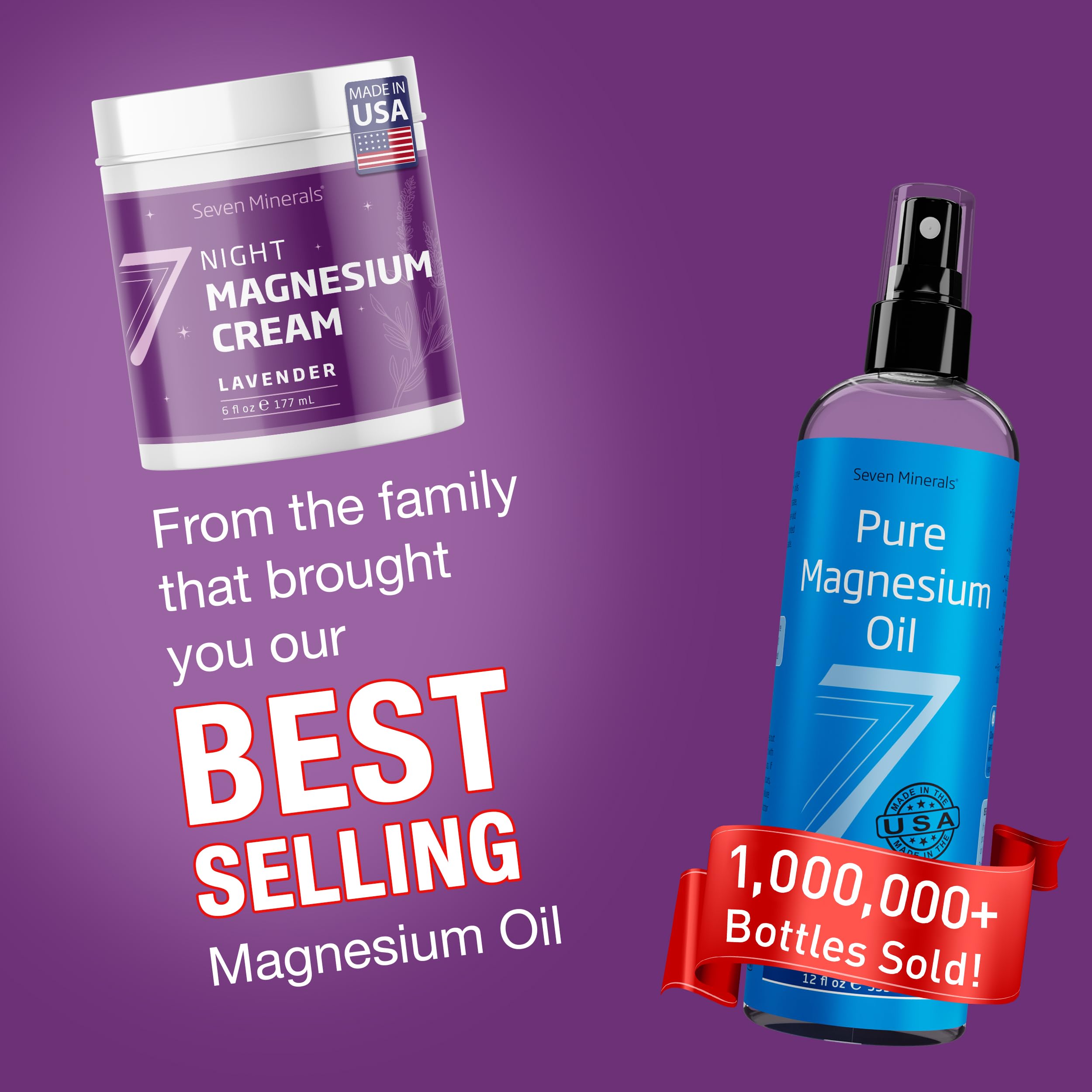 Seven Minerals Night Magnesium Cream Lavender with lavender flowers