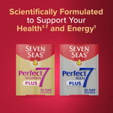 Seven Seas Perfect7 Woman Plus multivitamin bottle with a measuring spoon