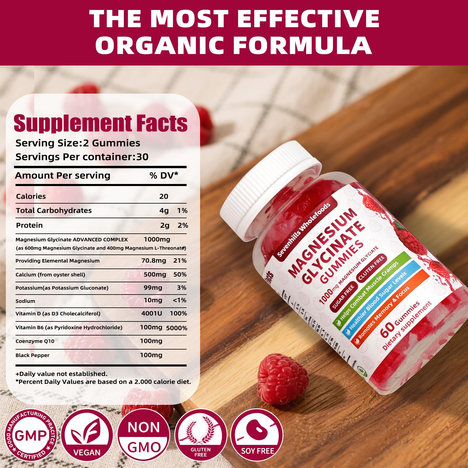 Sevenhills Magnesium Gummies with ingredients list