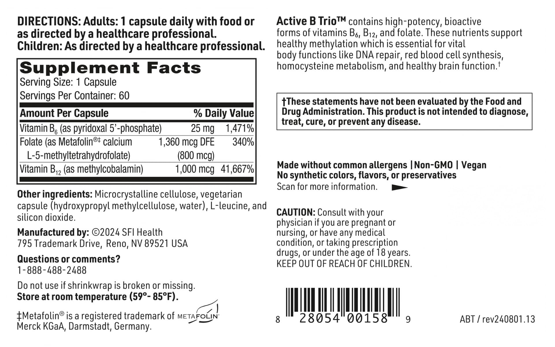 SFI Health Active B Trio product close-up showing label