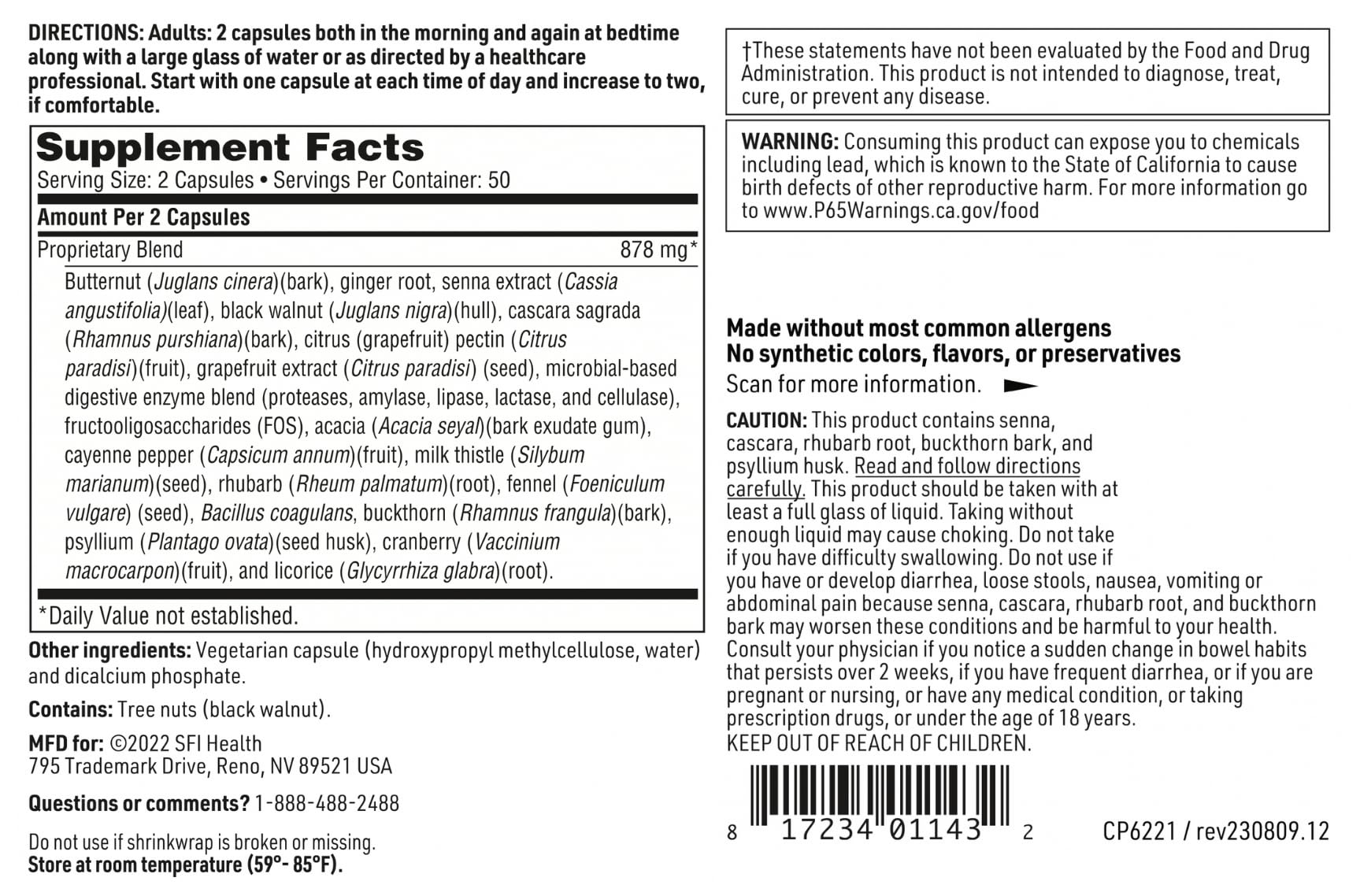 SFI Health Colon Cleanse capsules on a wooden table