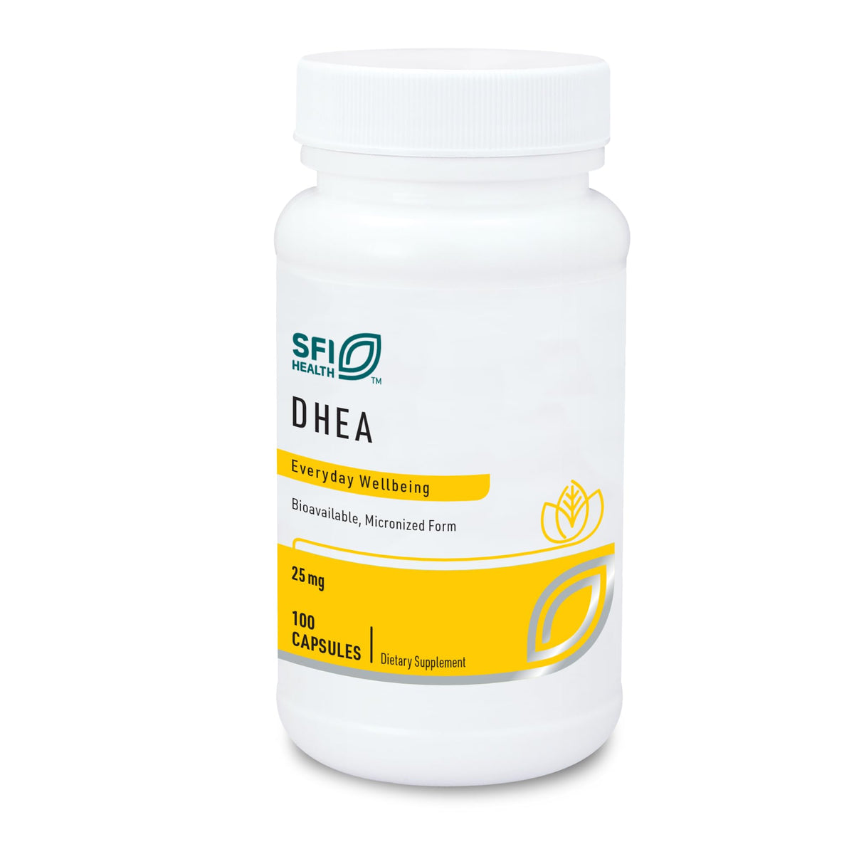 SFI Health DHEA 25 mg Micronised Supplement front view