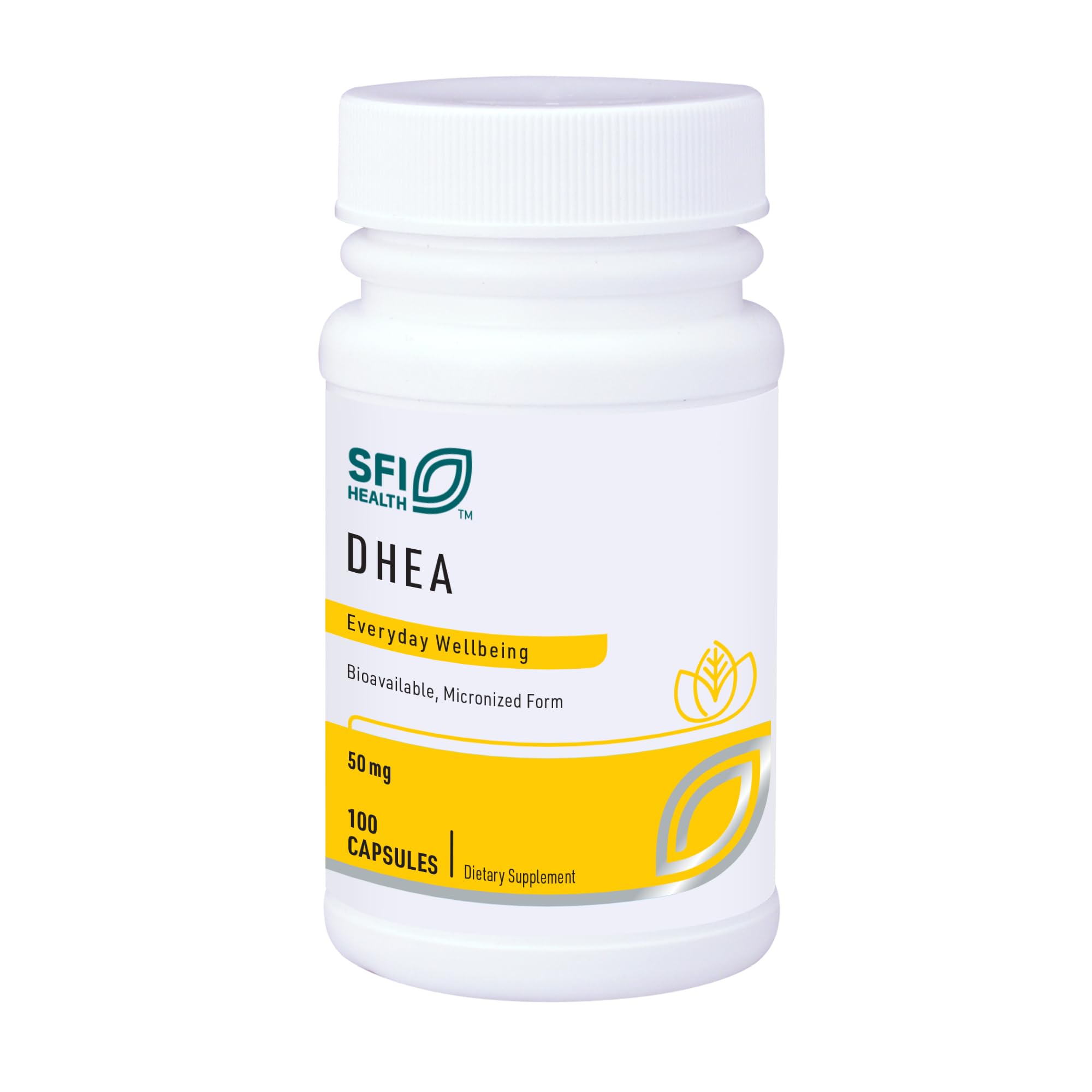 SFI Health DHEA 50 mg supplement front view