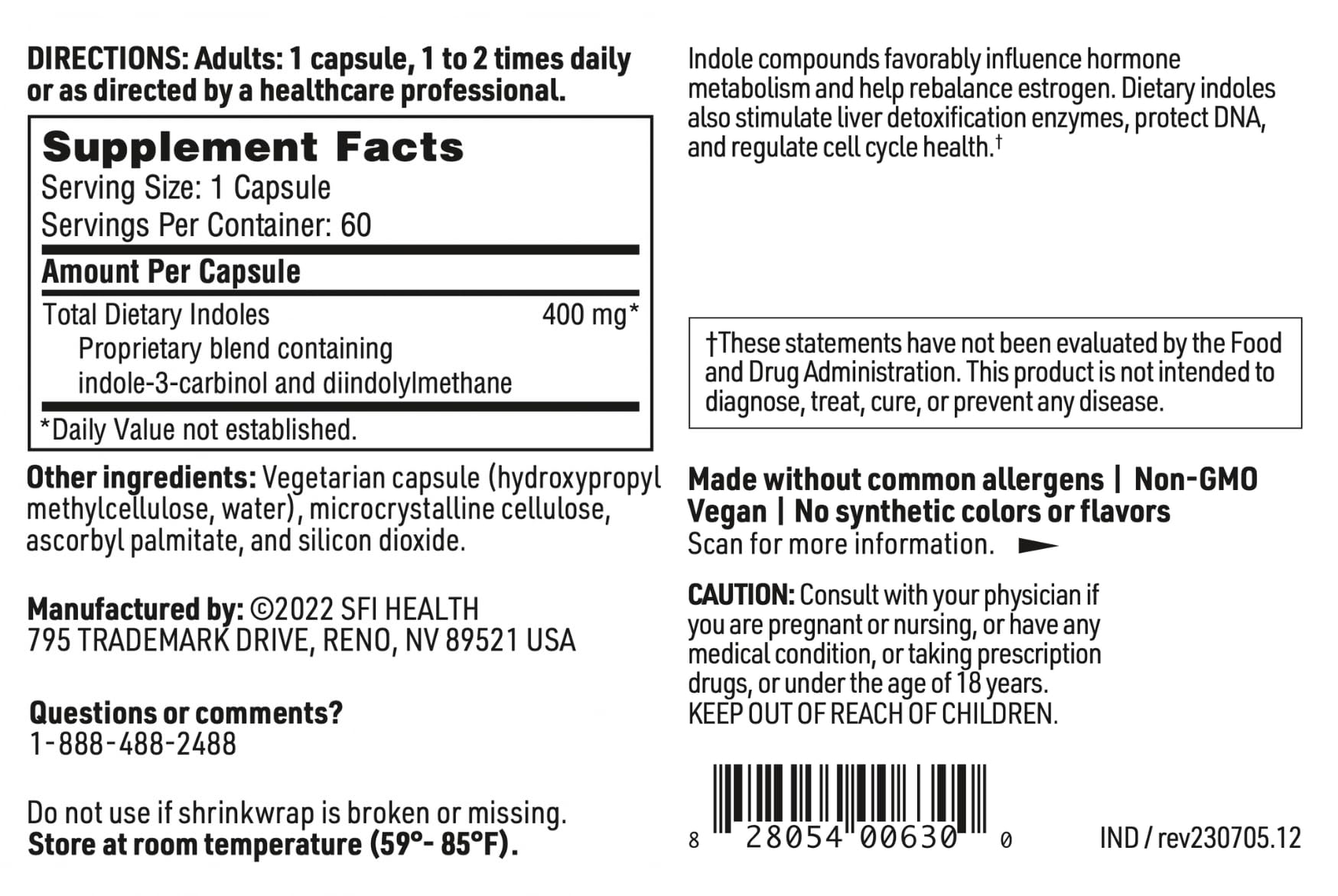 SFI Health Indole Forté 59g with a measuring spoon