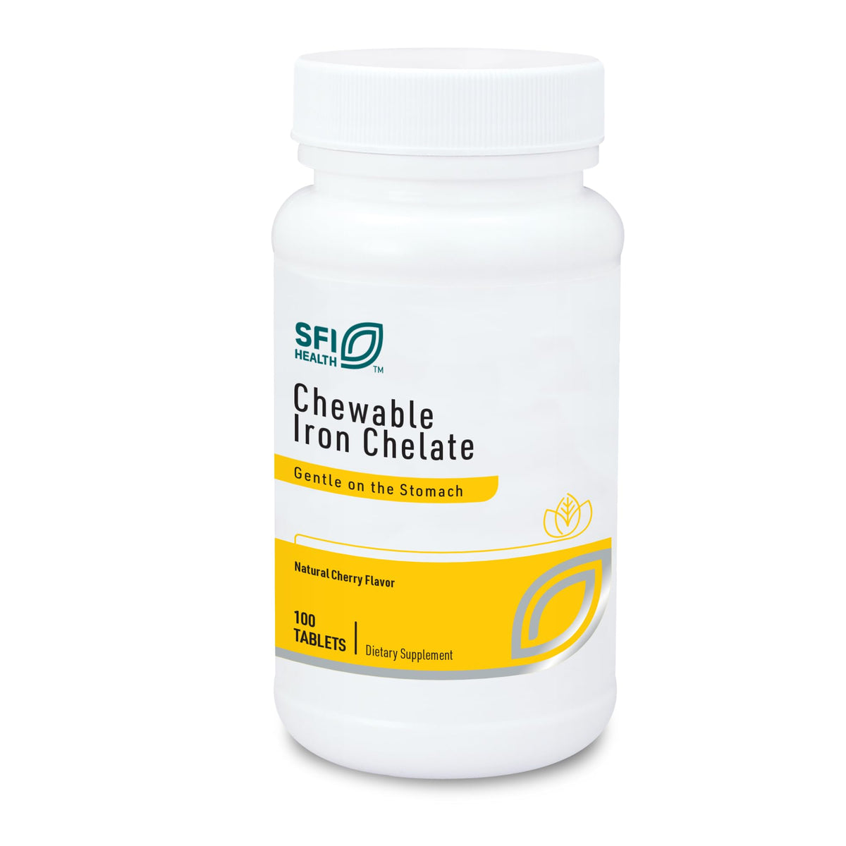 SFI Health Iron Supplement 30mg cherry chewable tablets front view