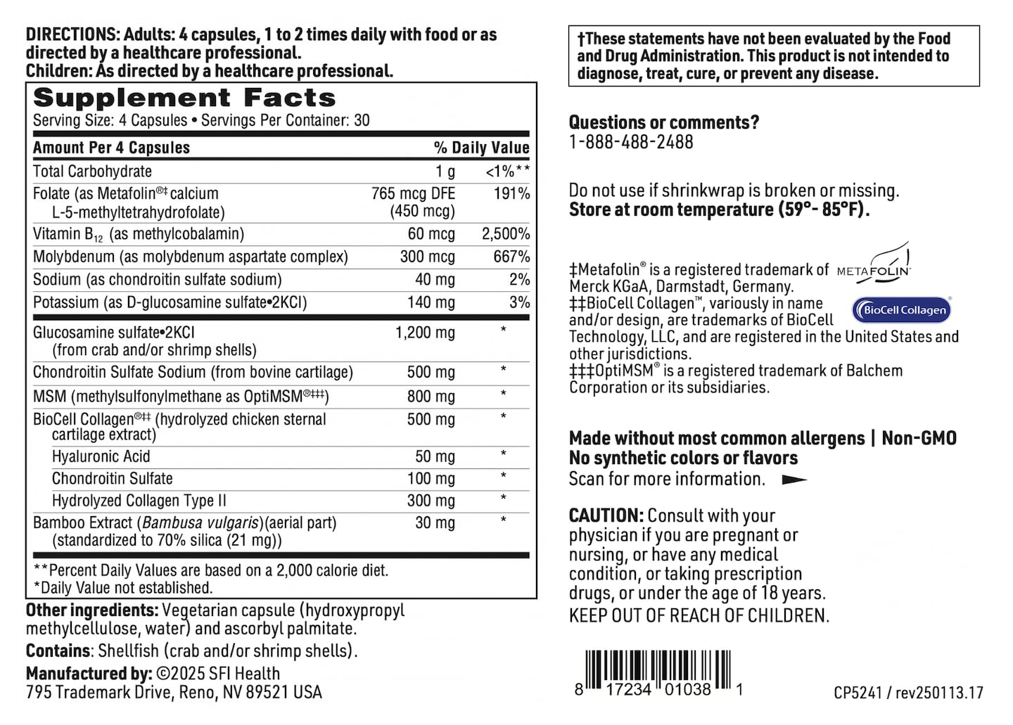 SFI Health Joint Support Formula 137g on a wooden table