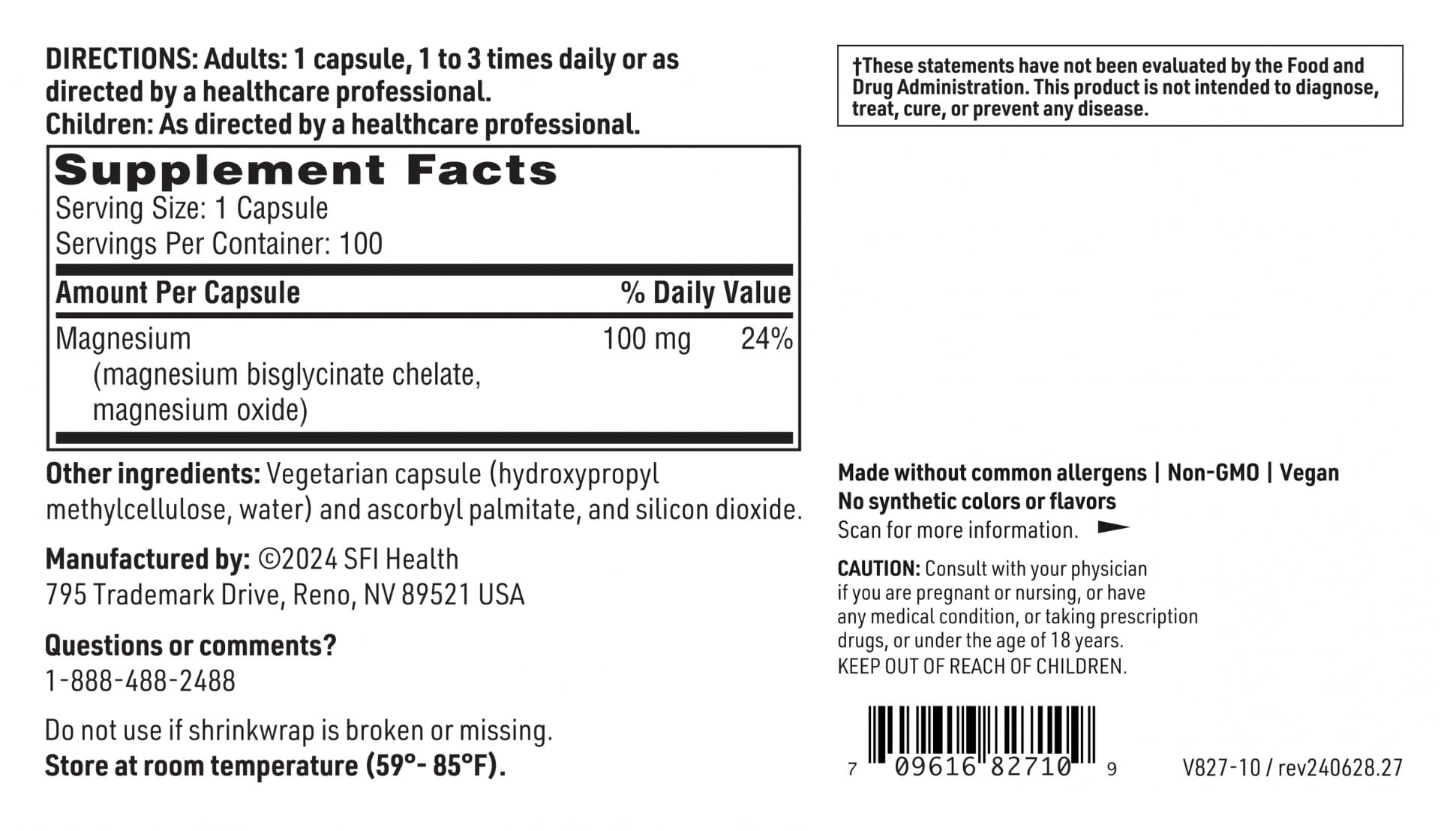 SFI Health Magnesium Glycinate Capsules 120 Count with measuring spoon