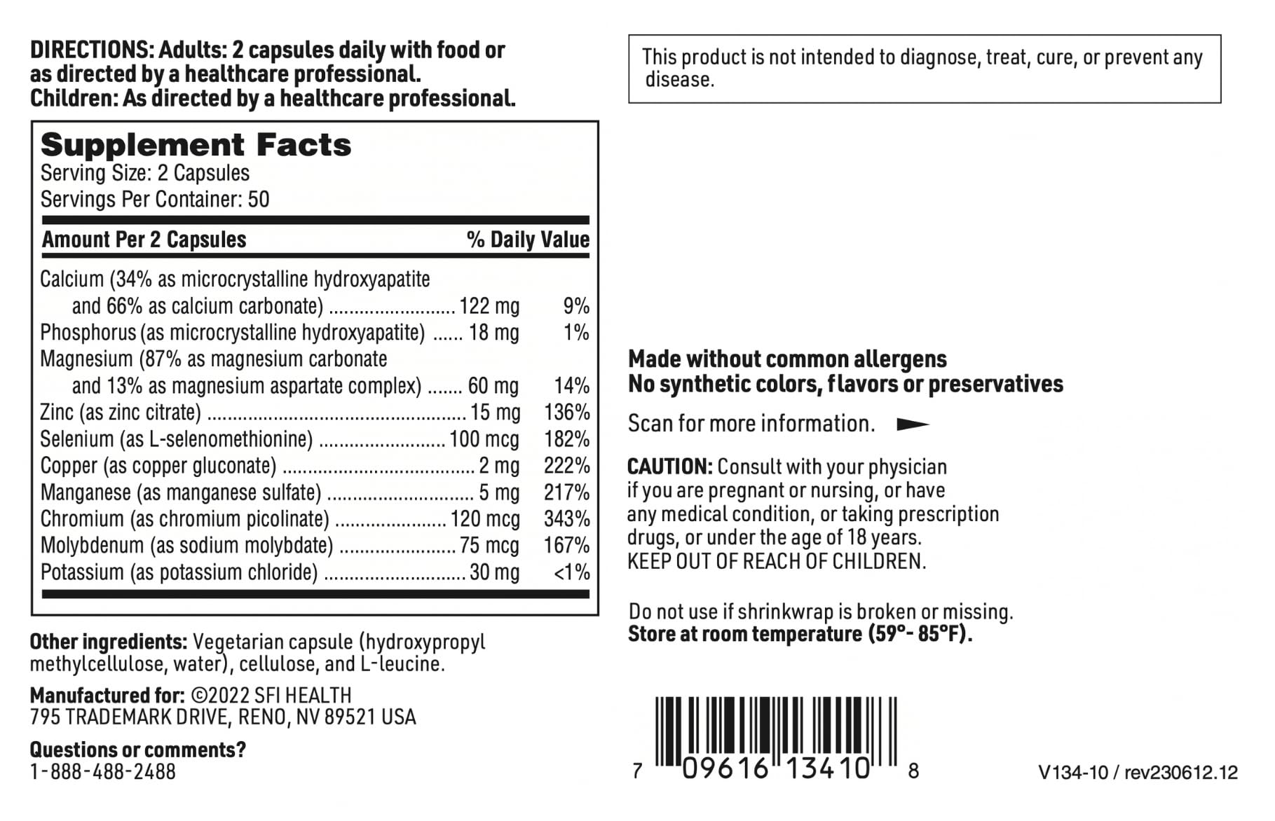 SFI Health Multi-Mineral Complex Without Iron bottle with label