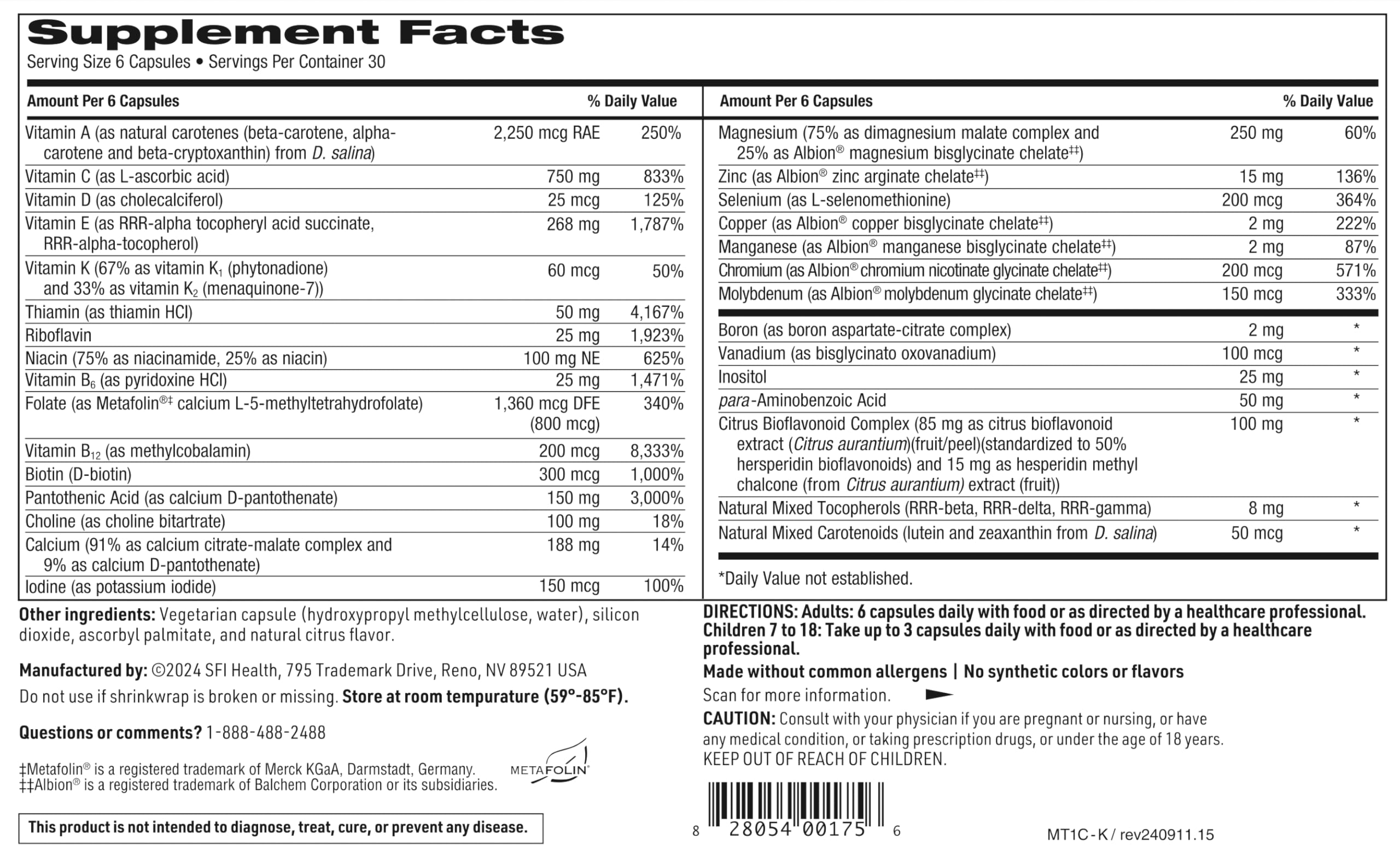 SFI Health MultiThera® 1 Capsule Formula packaging