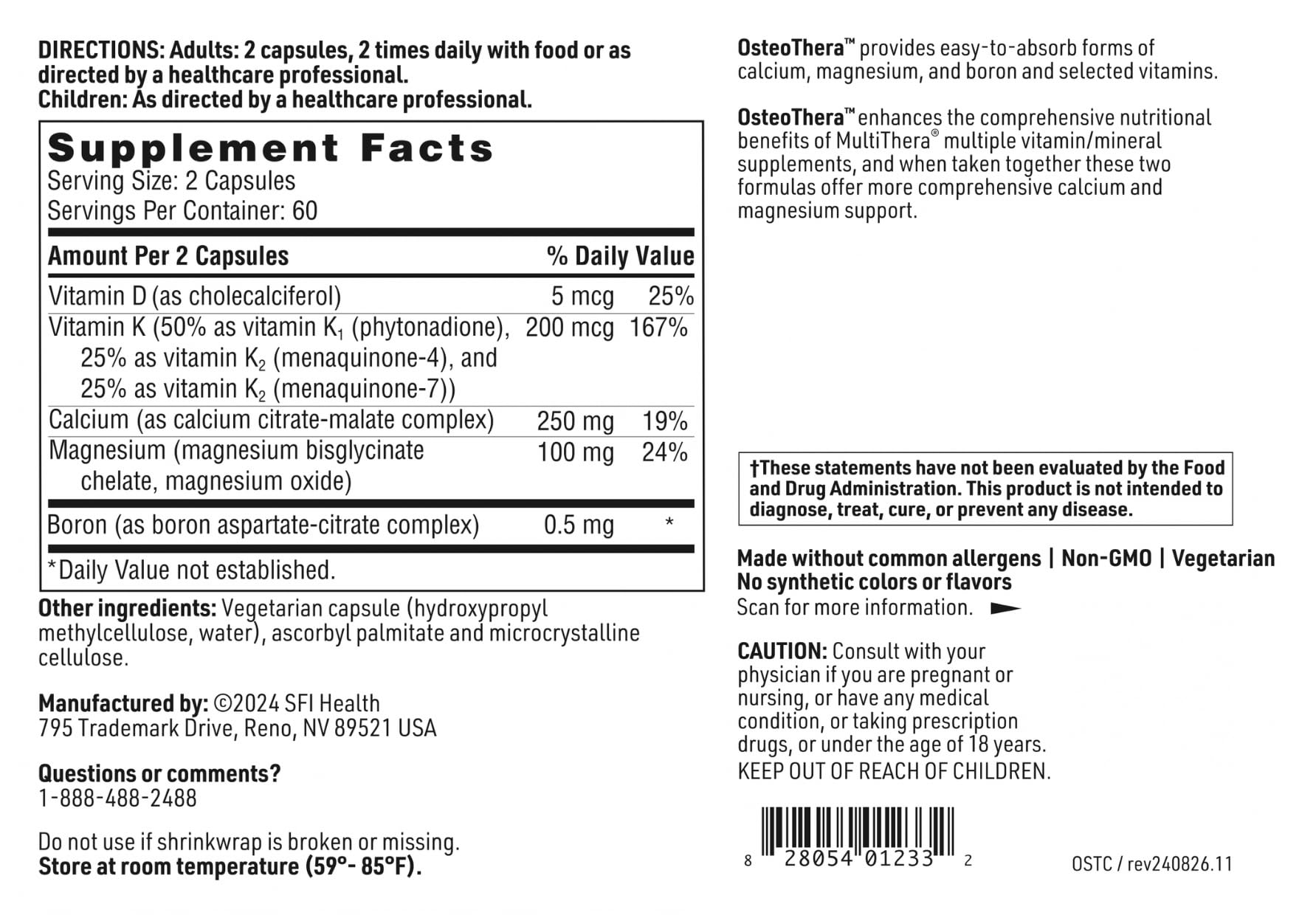SFI Health OsteoThera™ Calcium Supplement packaging