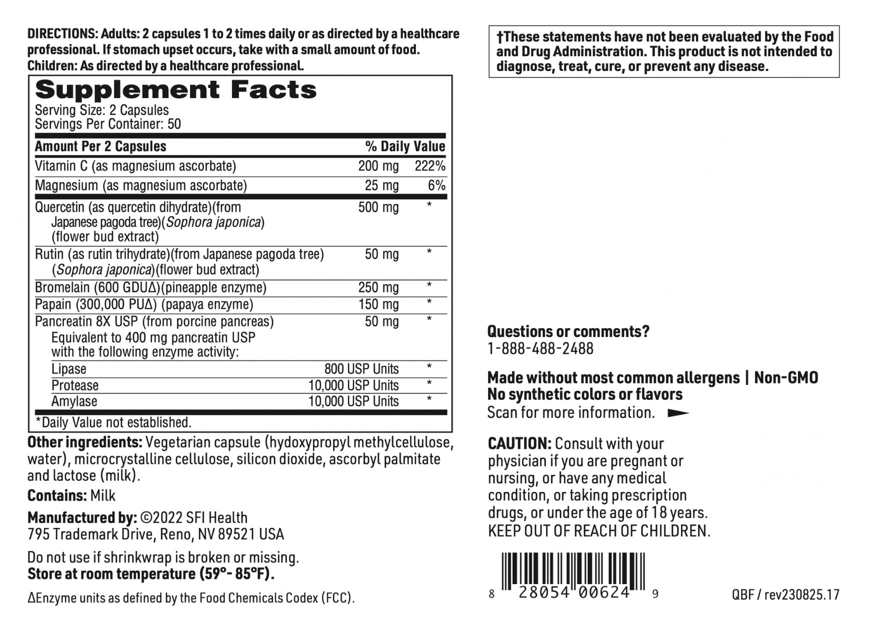 SFI Health Quercetin-Bromelain Forte 90 Capsules on a wooden table