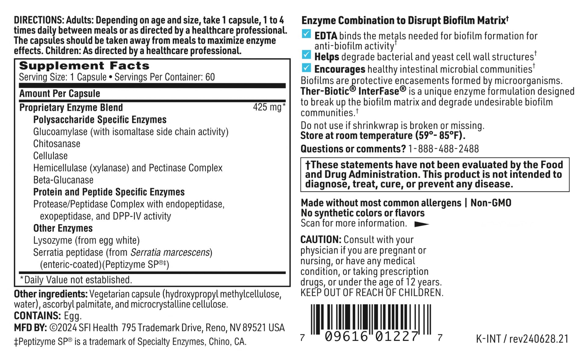 SFI Health Ther-Biotic InterFase multi-enzyme supplement with a glass of water