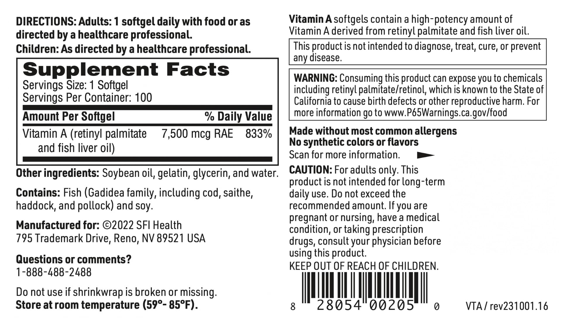 SFI Health Vitamin A Softgels 25,000 IU close-up of softgel