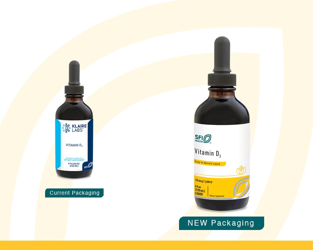 SFI Health Vitamin D3 Liquid Drops 5000 IU bottle side view