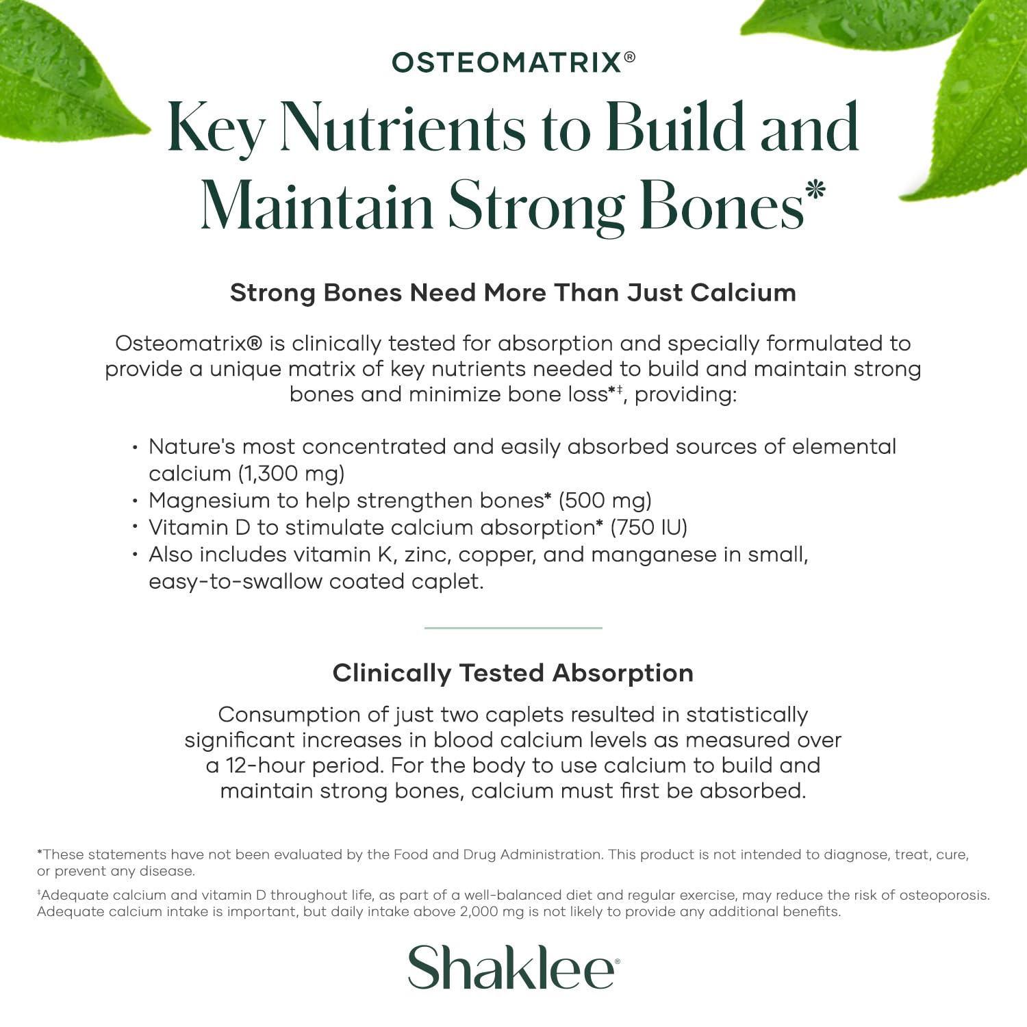 Shaklee Calcium Supplement 1300mg caplets on a wooden table