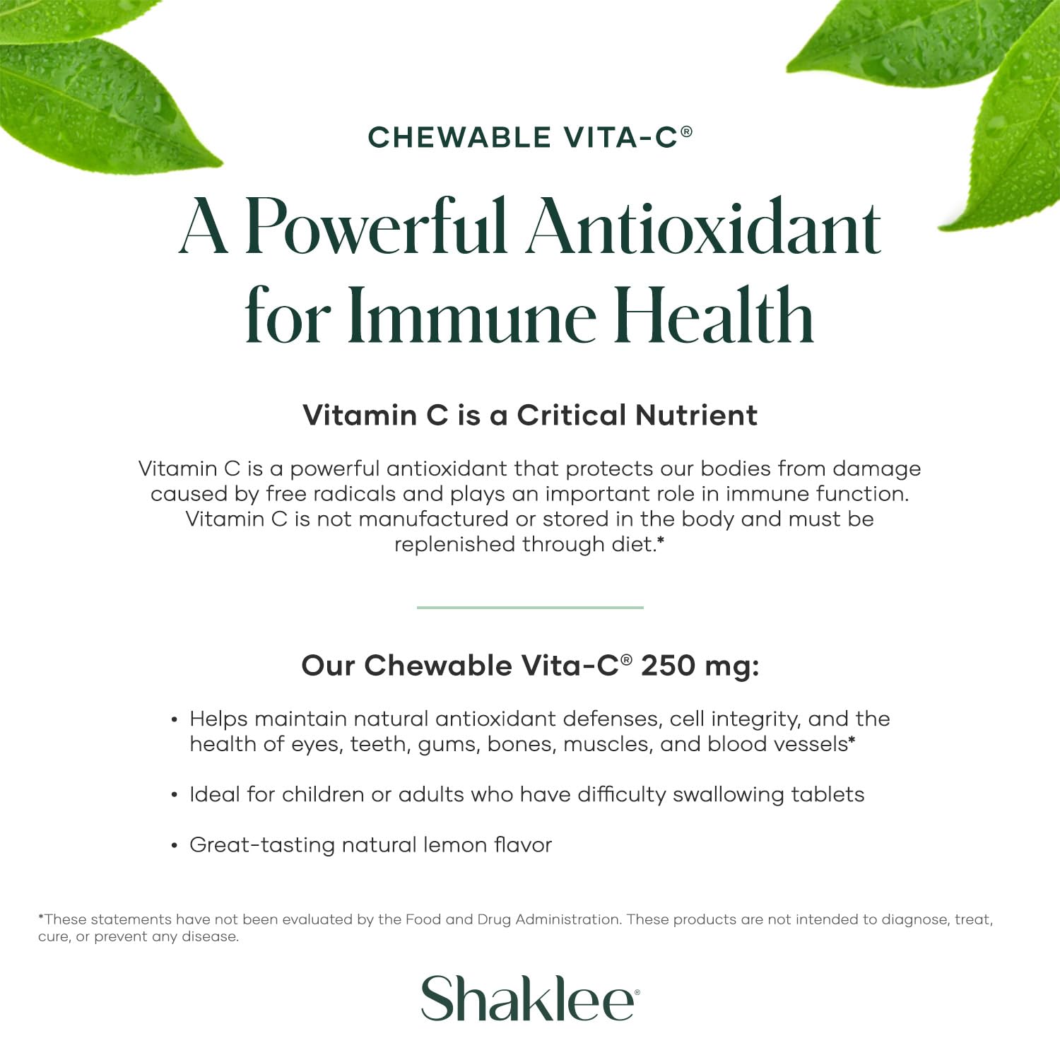 Shaklee Chewable Vita-C Multivitamin 250mg lemon flavour tablet in hand