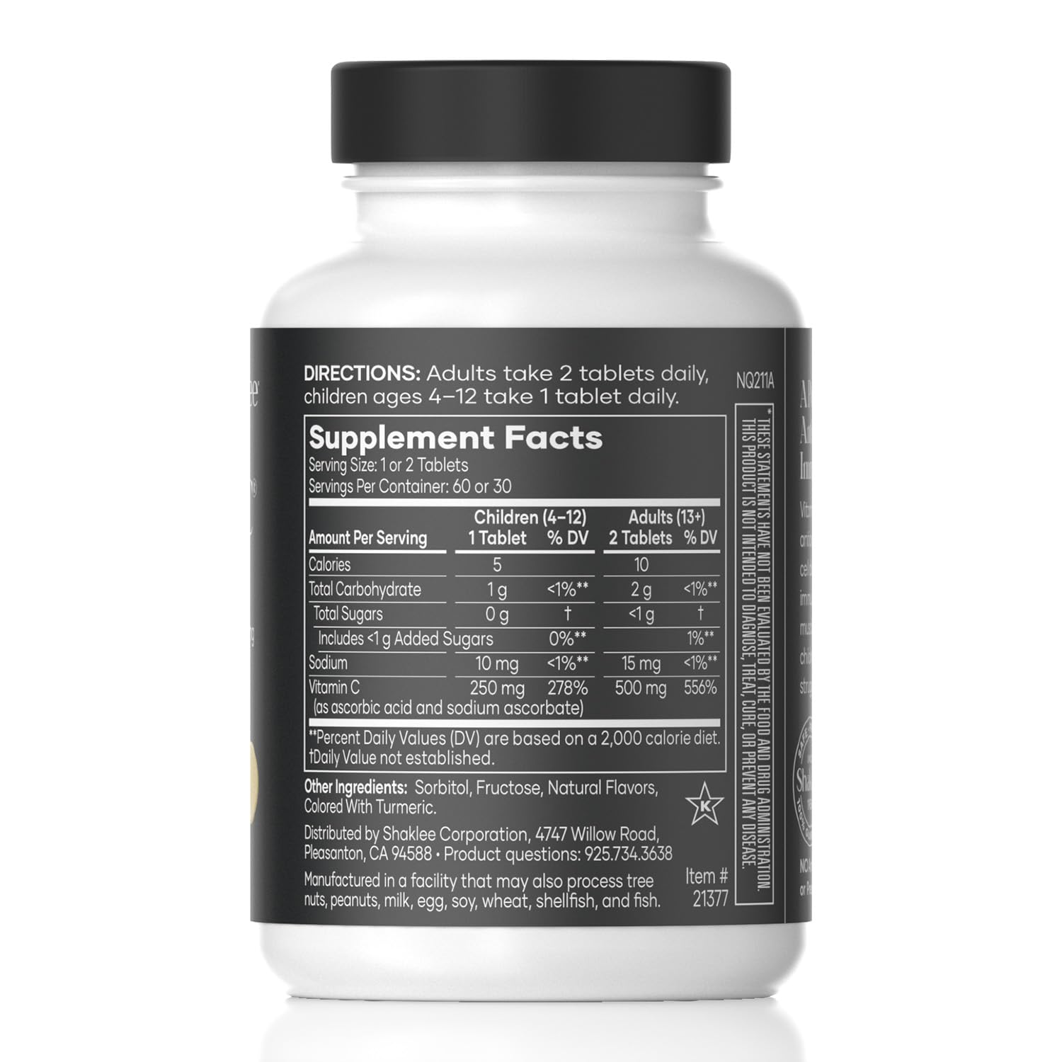 Shaklee Chewable Vita-C Multivitamin 250mg packaging side view