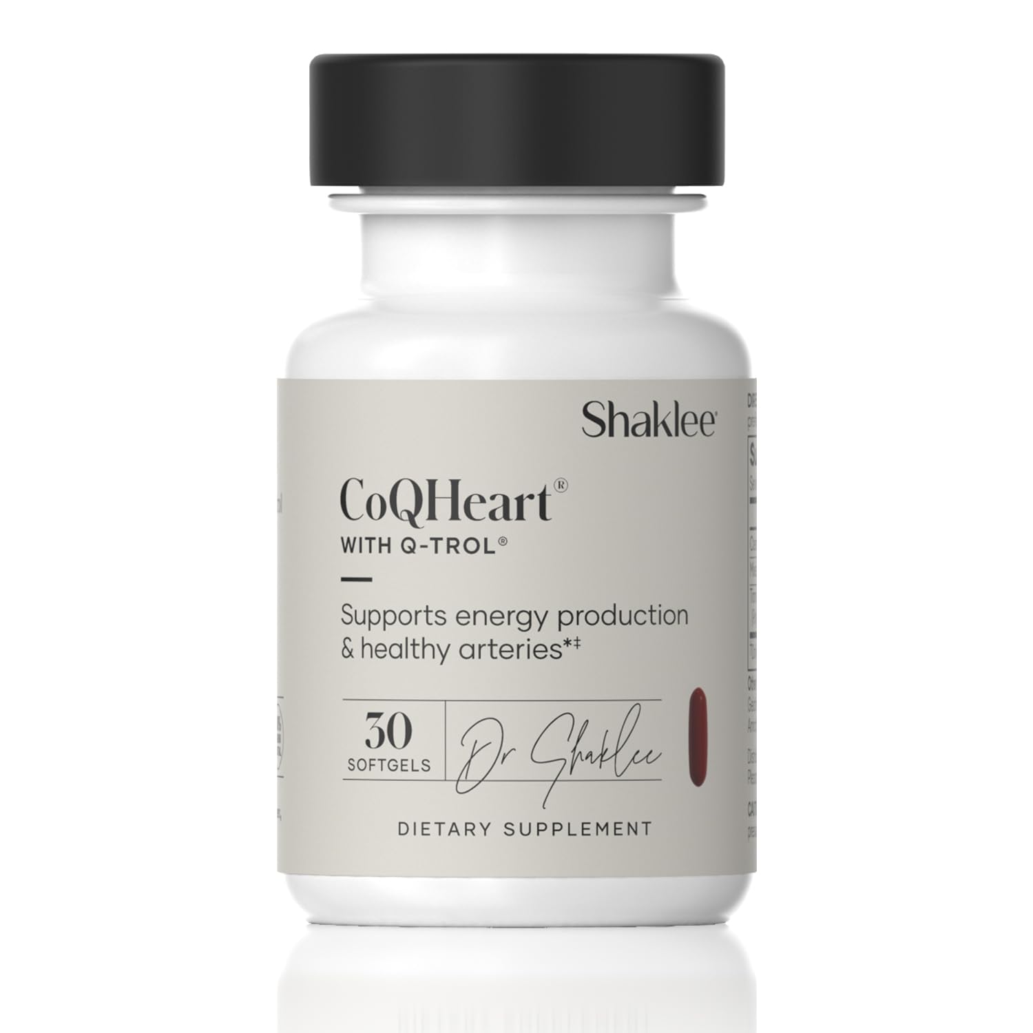 Shaklee CoQHeart with Q-Trol softgels front view