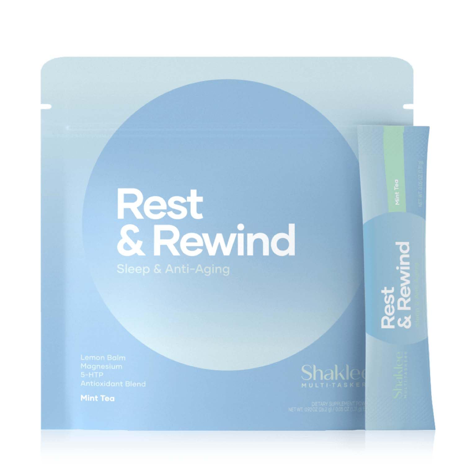 Shaklee Rest & Rewind® Mint Tea Drink Mix packaging front view