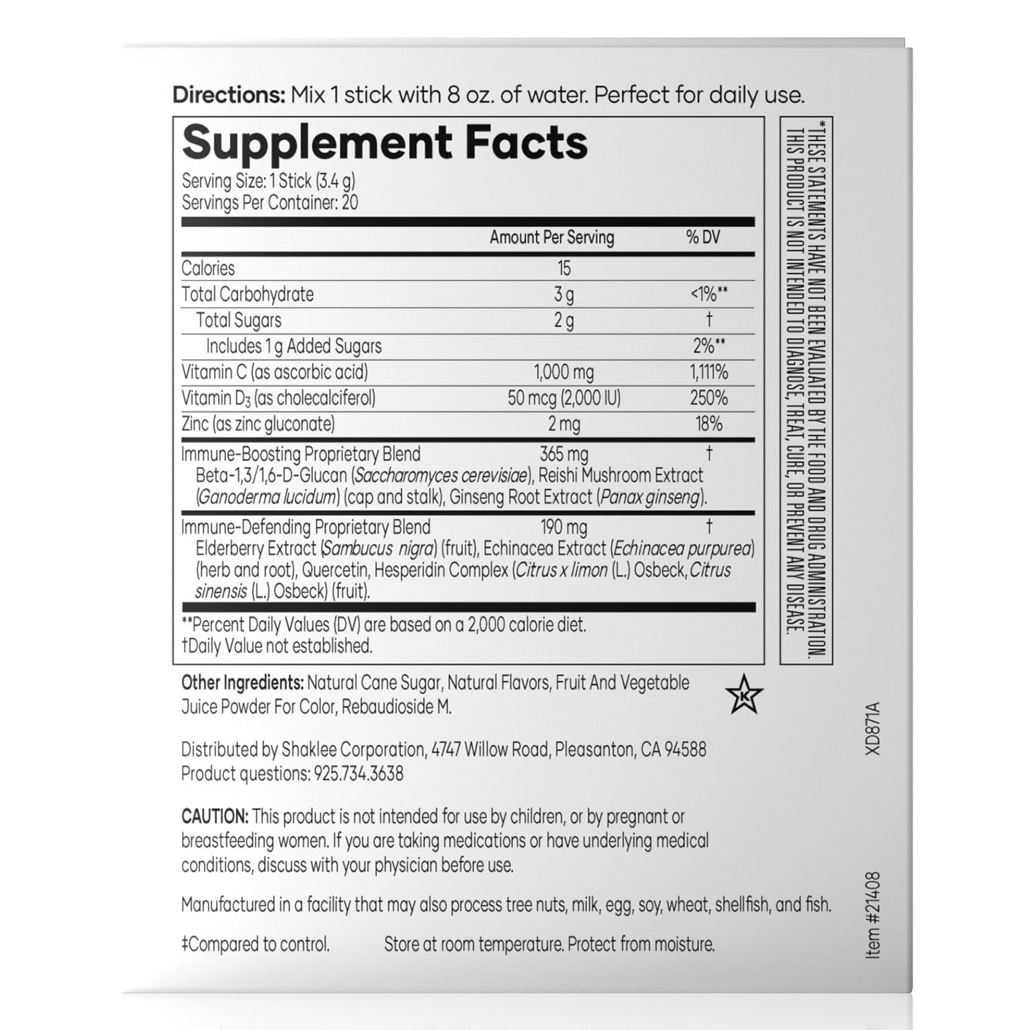 Shaklee Triple Defense support package side view