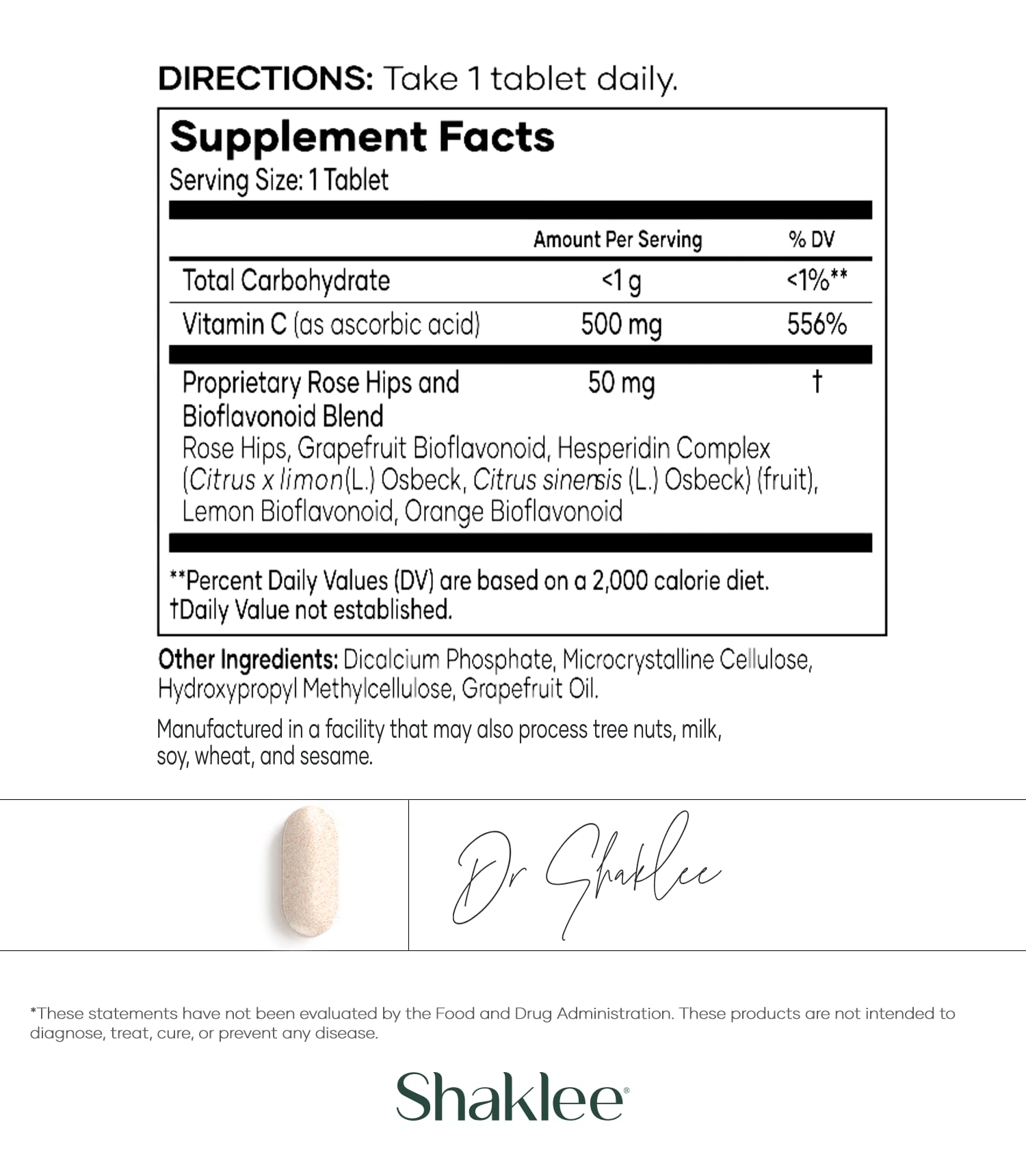 Shaklee Vita-C 500mg capsules bottle with label
