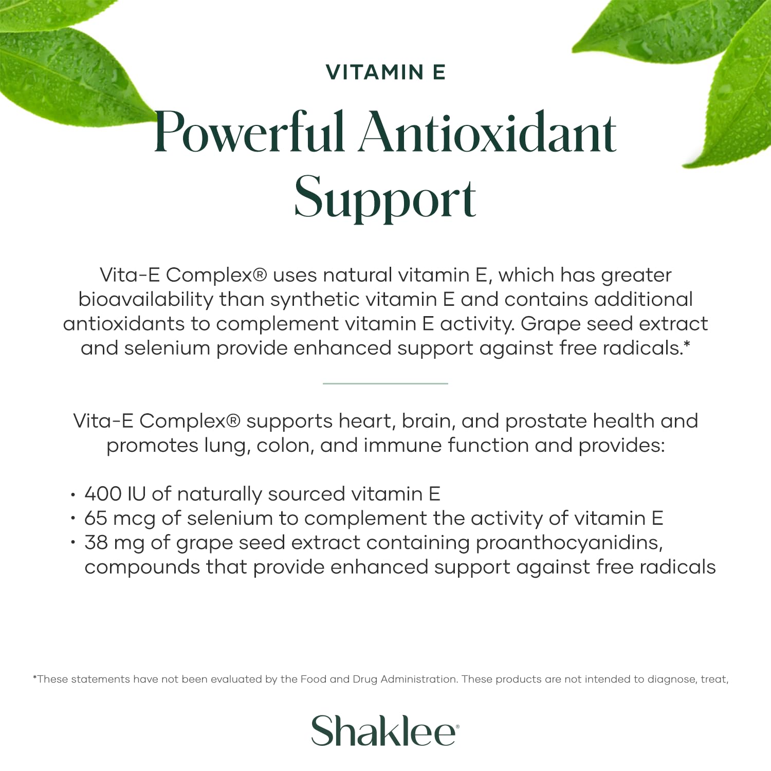 Shaklee Vita-E 400 IU Vitamin E Supplement tablets close-up