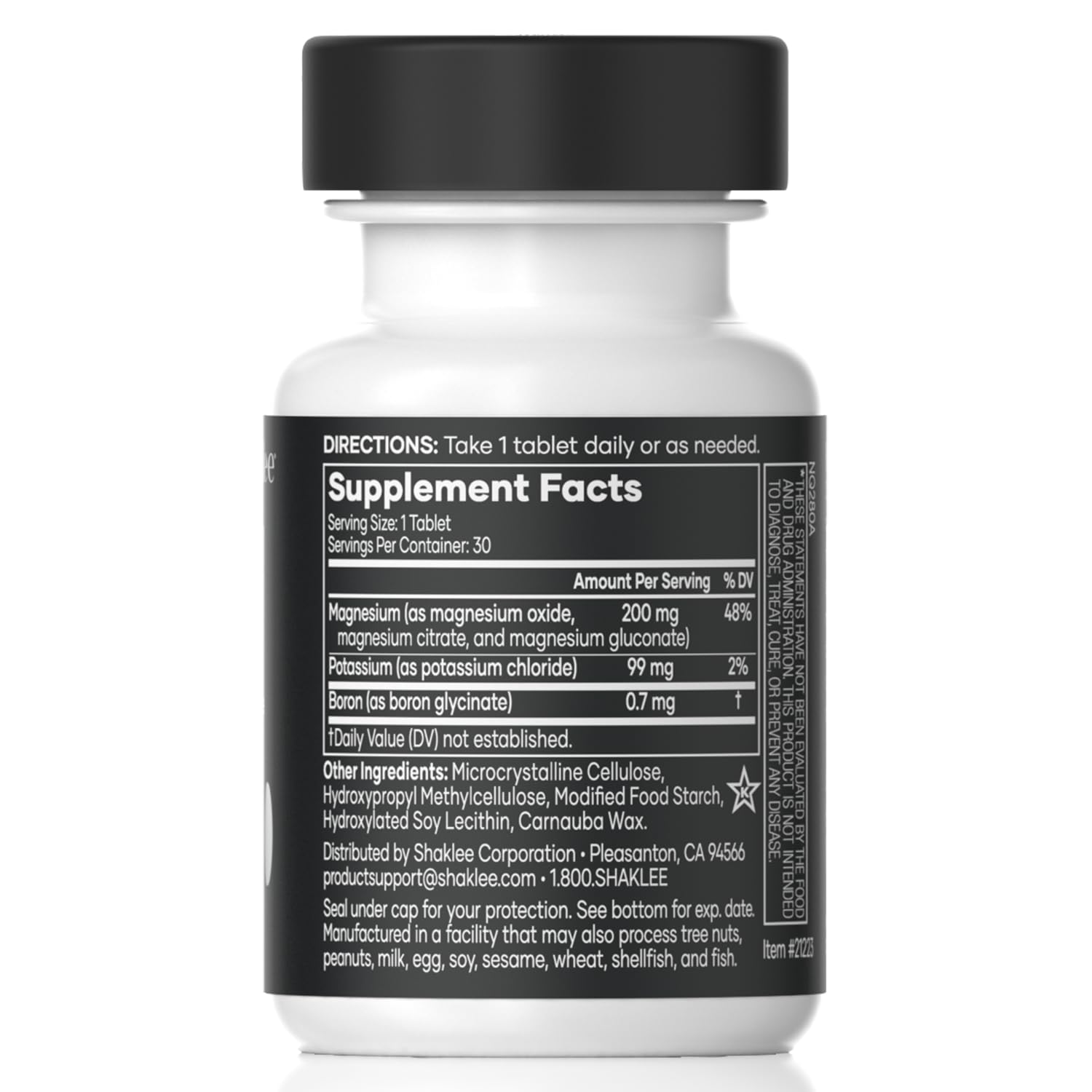 Shaklee VitalMag Magnesium Supplement side view showing dosage information