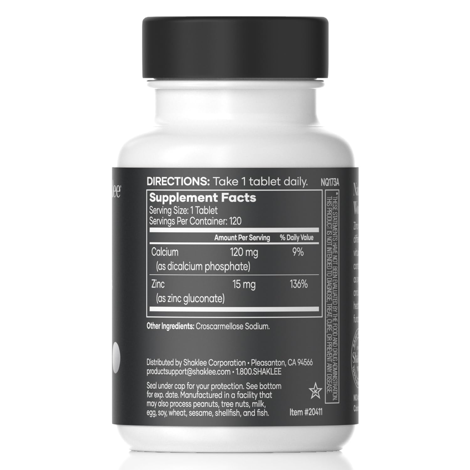 Shaklee Zinc Complex packaging side view