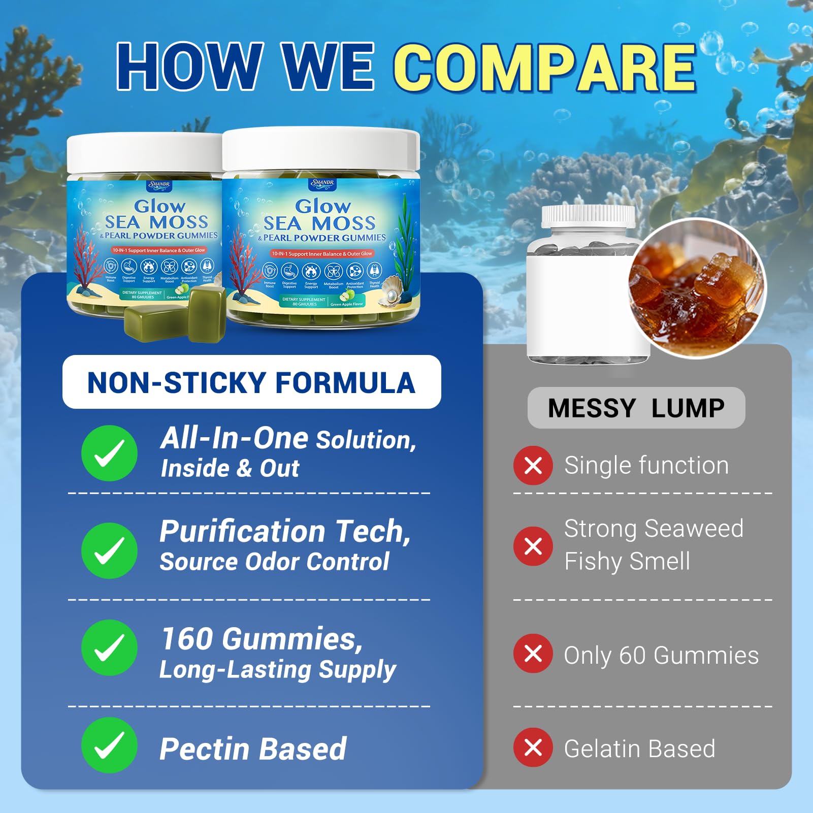 SHANDR Sea Moss Gummies open package with gummies