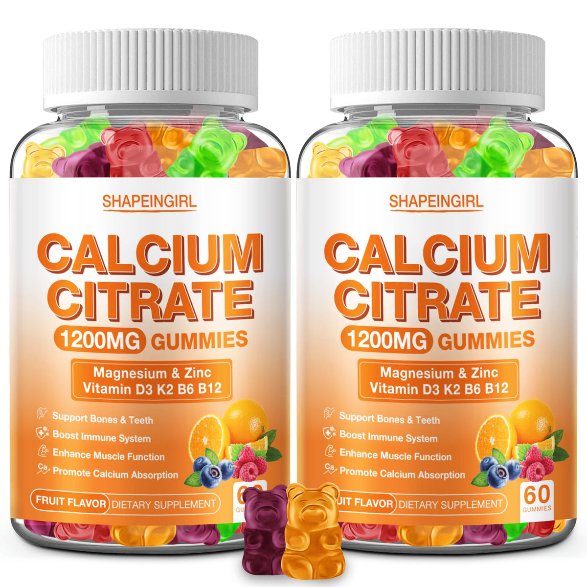 SHAPEINGIRL Calcium Citrate Gummies front view with packaging